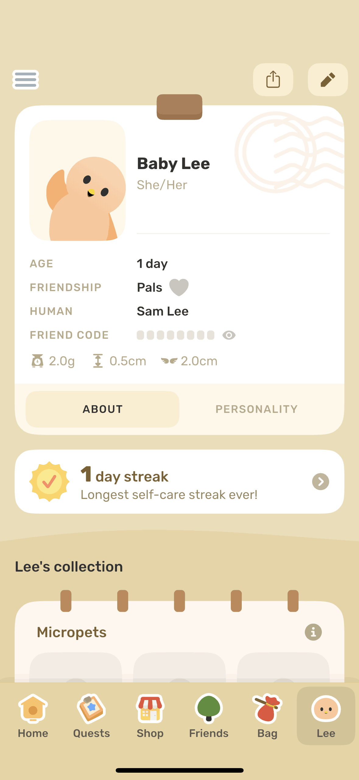 Finch iOS Health & Fitness interface screenshot 4