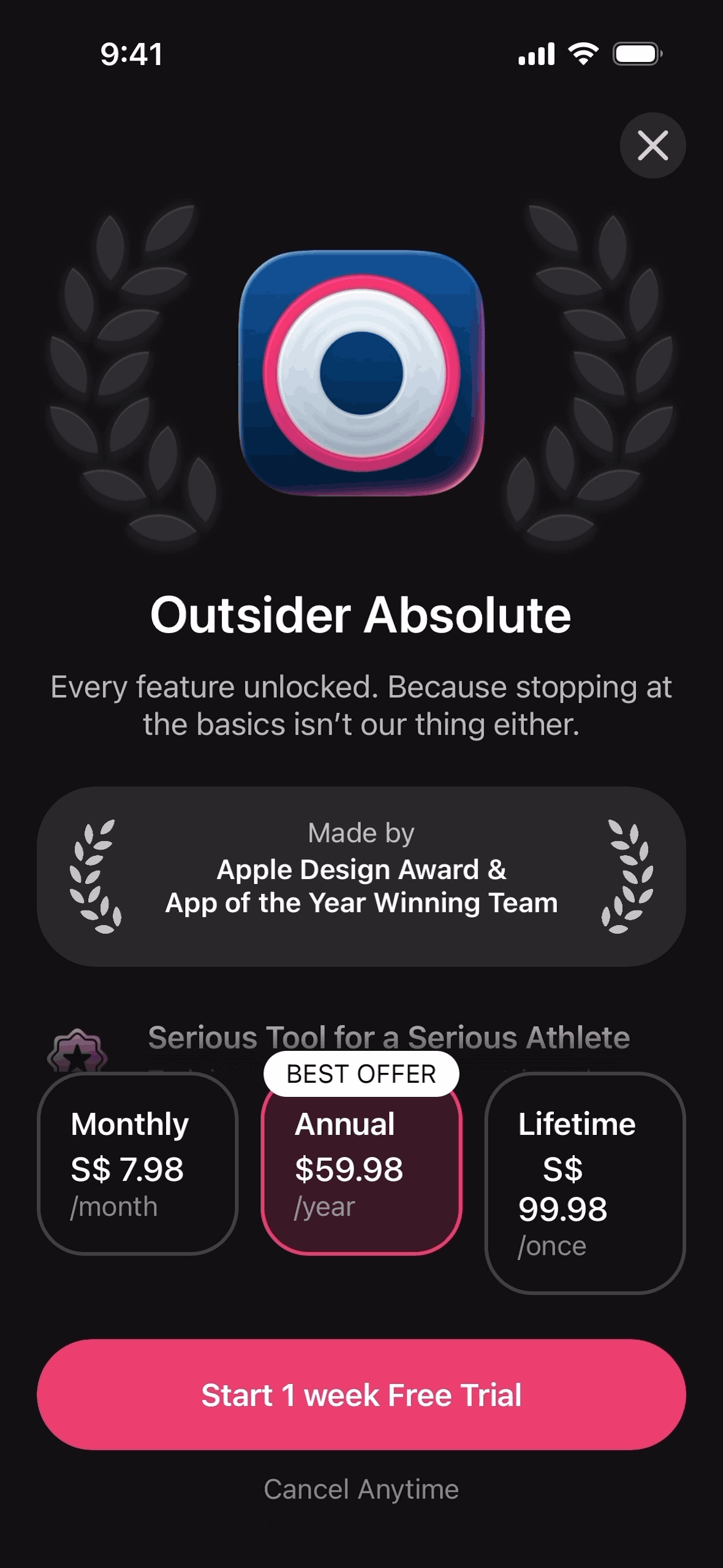 The Outsiders iOS Health & Fitness interface screenshot 13