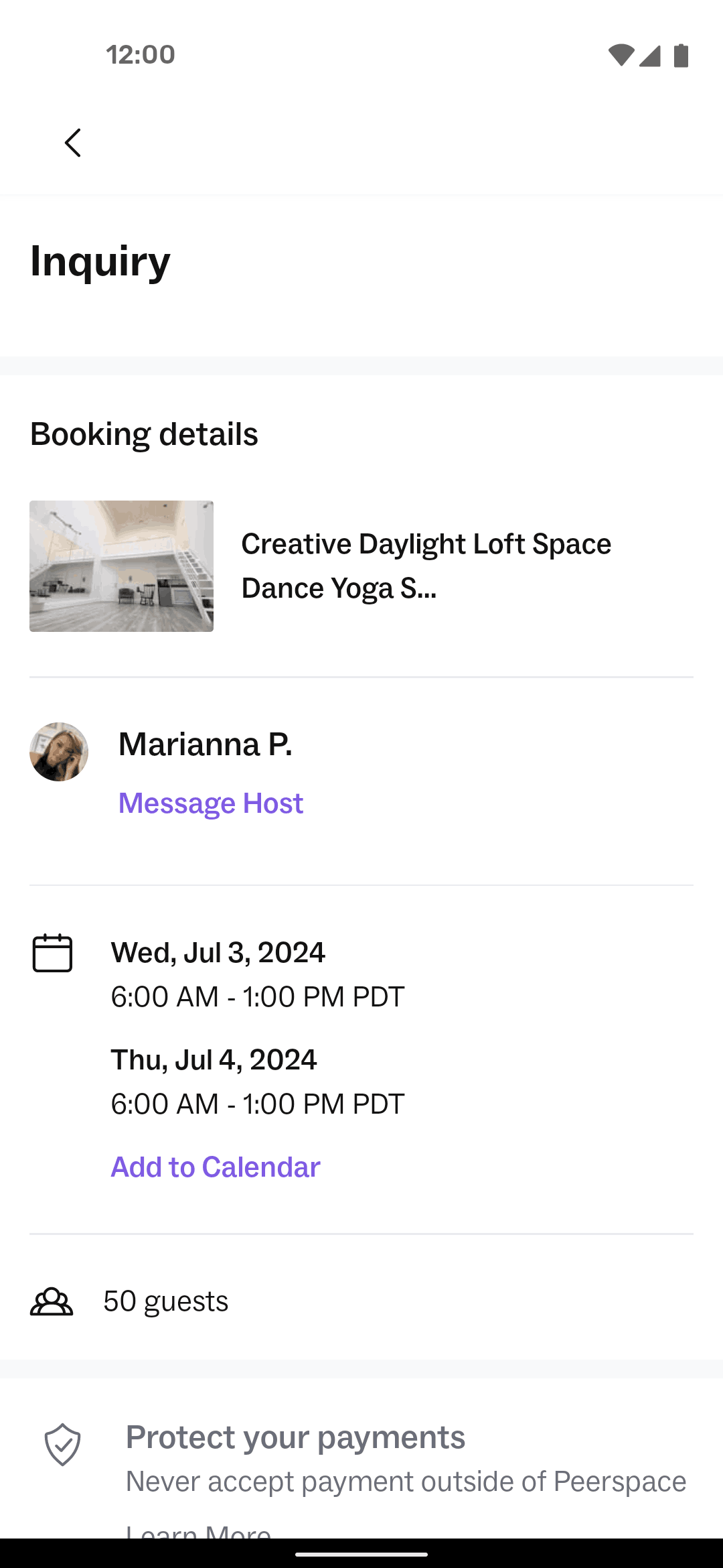 Peerspace Android Lifestyle interface screenshot 24