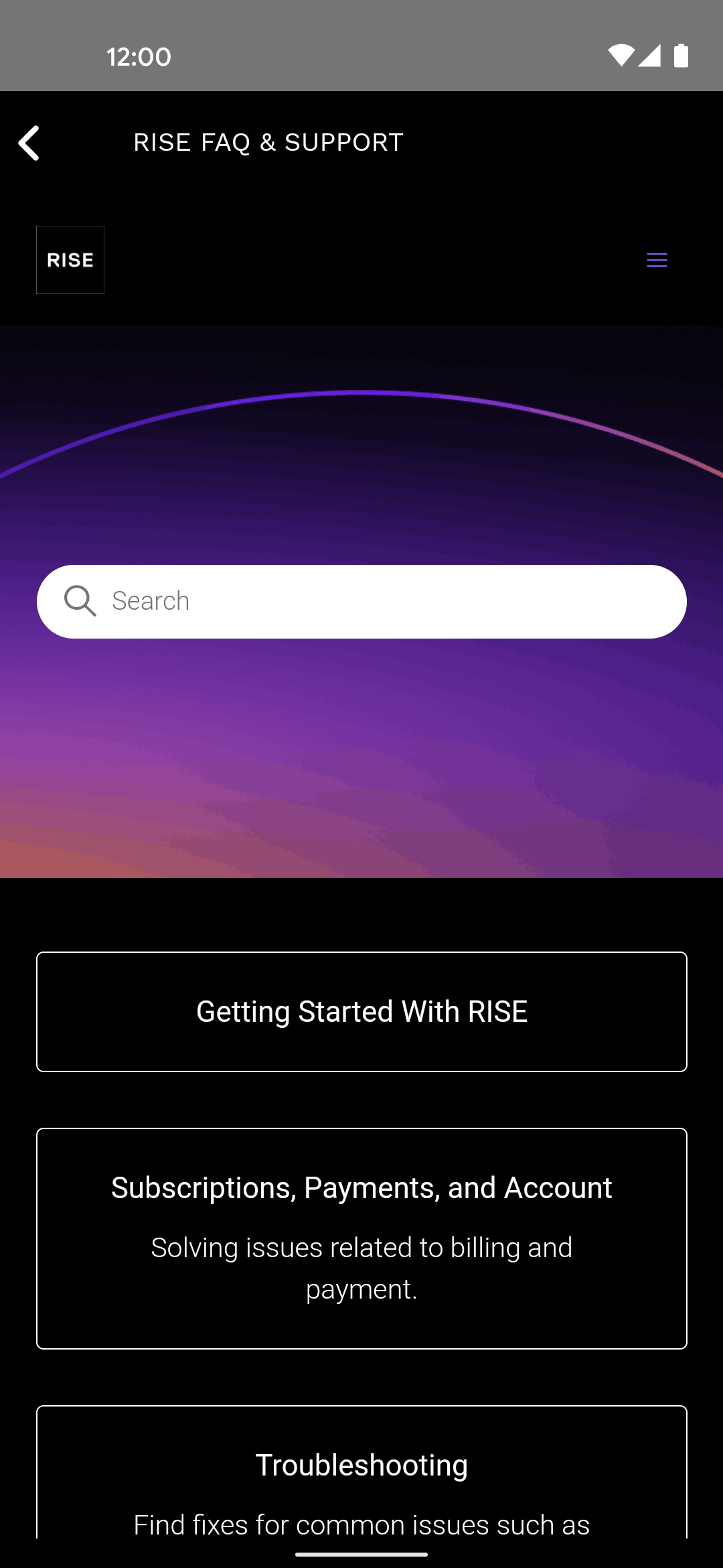 Rise Android Health & Fitness interface screenshot 13