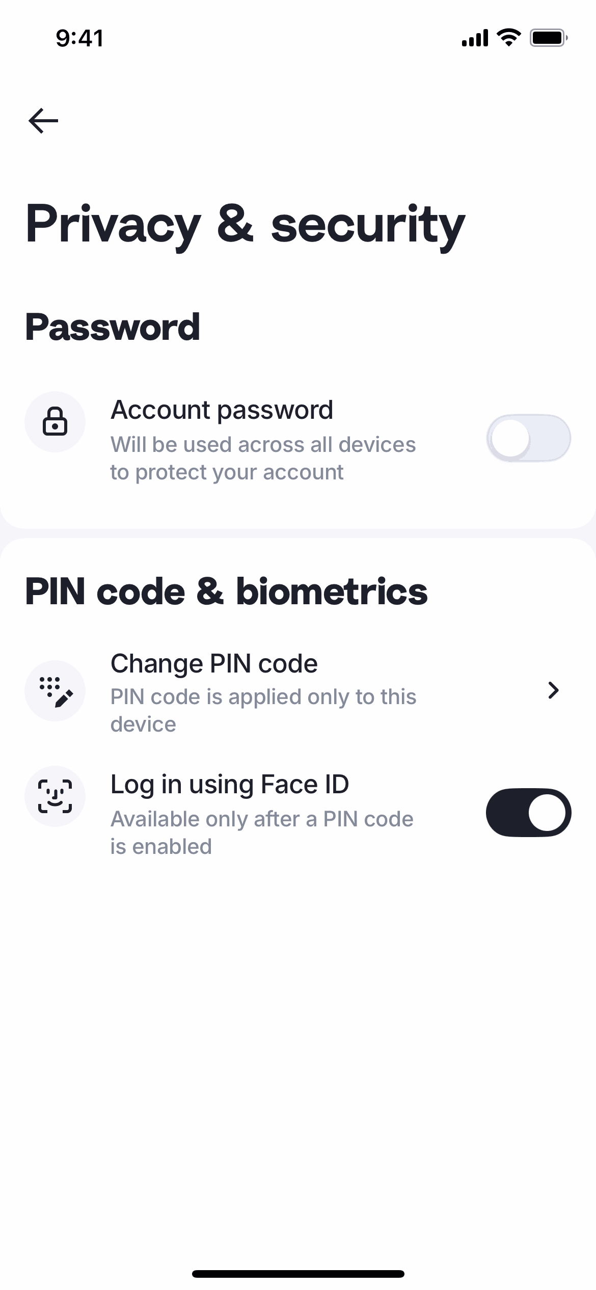 Tabby iOS Finance interface screenshot 13