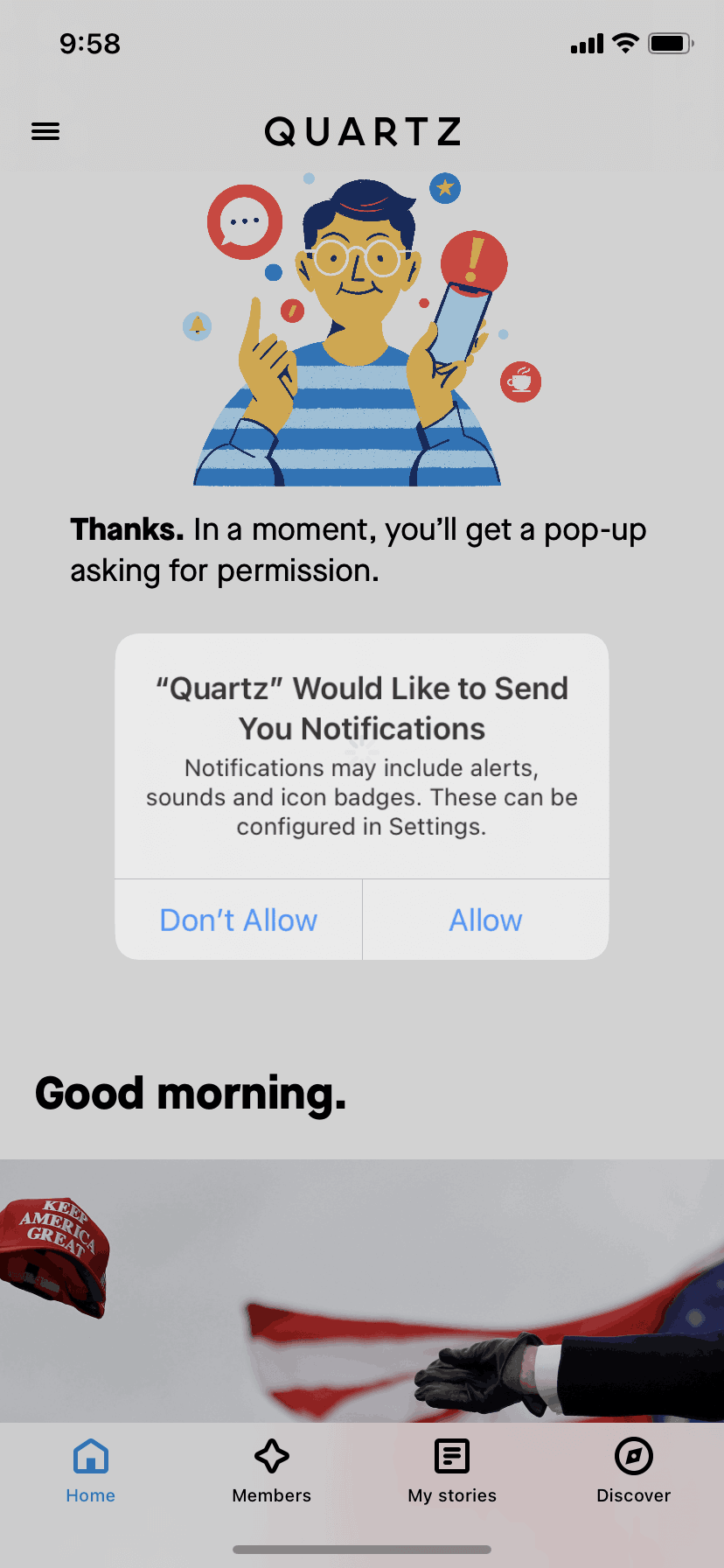 Quartz iOS News interface screenshot 2