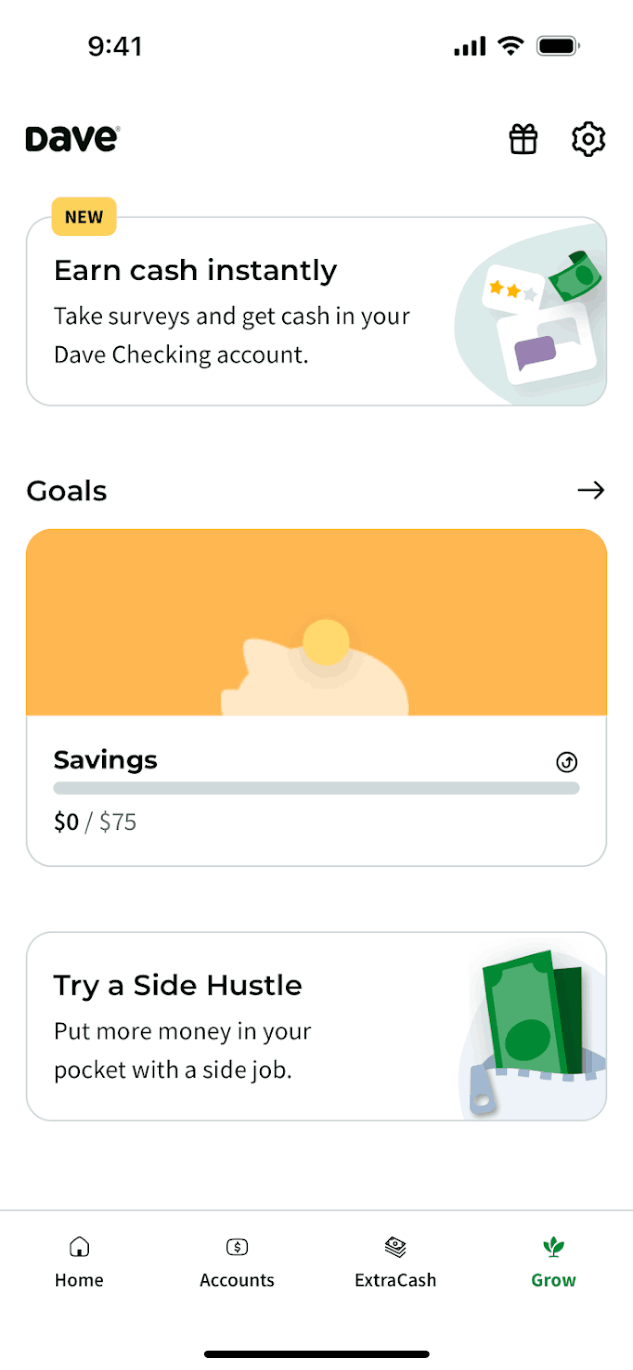Dave iOS Finance interface screenshot 12