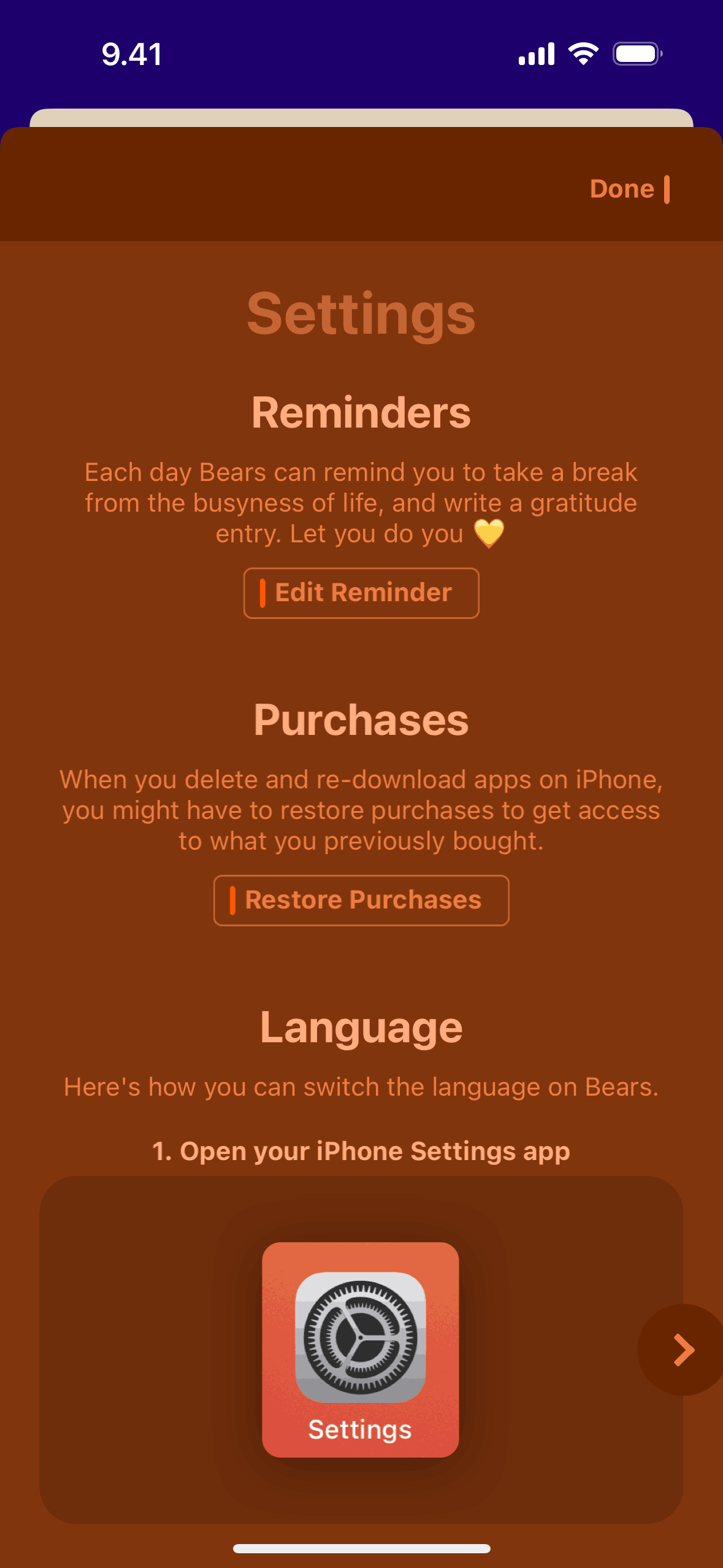 Bears Gratitude iOS Health & Fitness interface screenshot 8