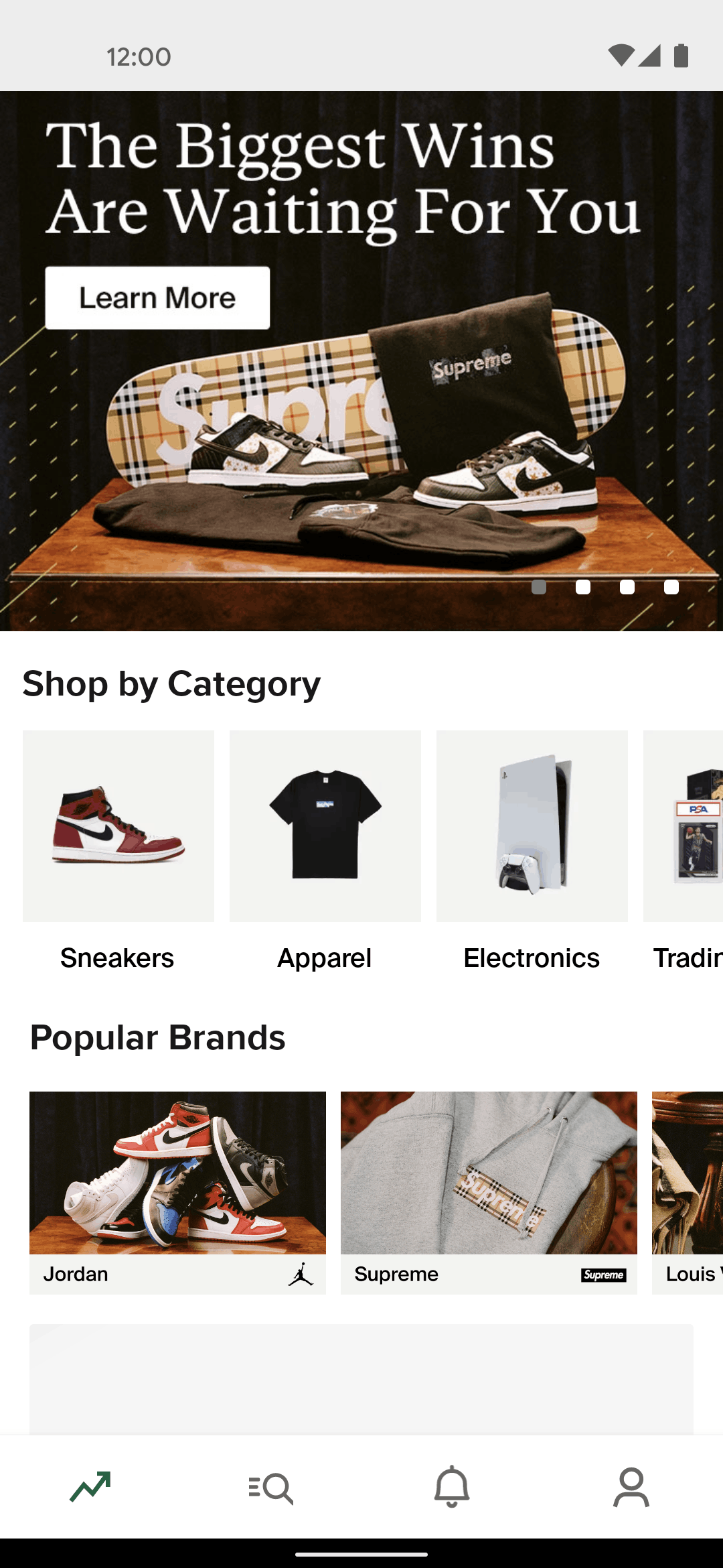 StockX Android Shopping interface screenshot 1