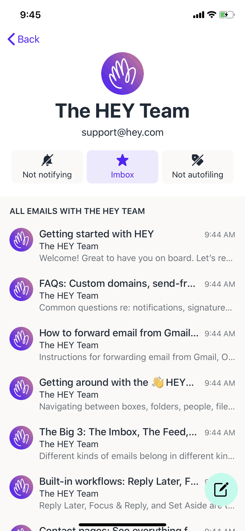 HEY iOS Productivity interface screenshot 9
