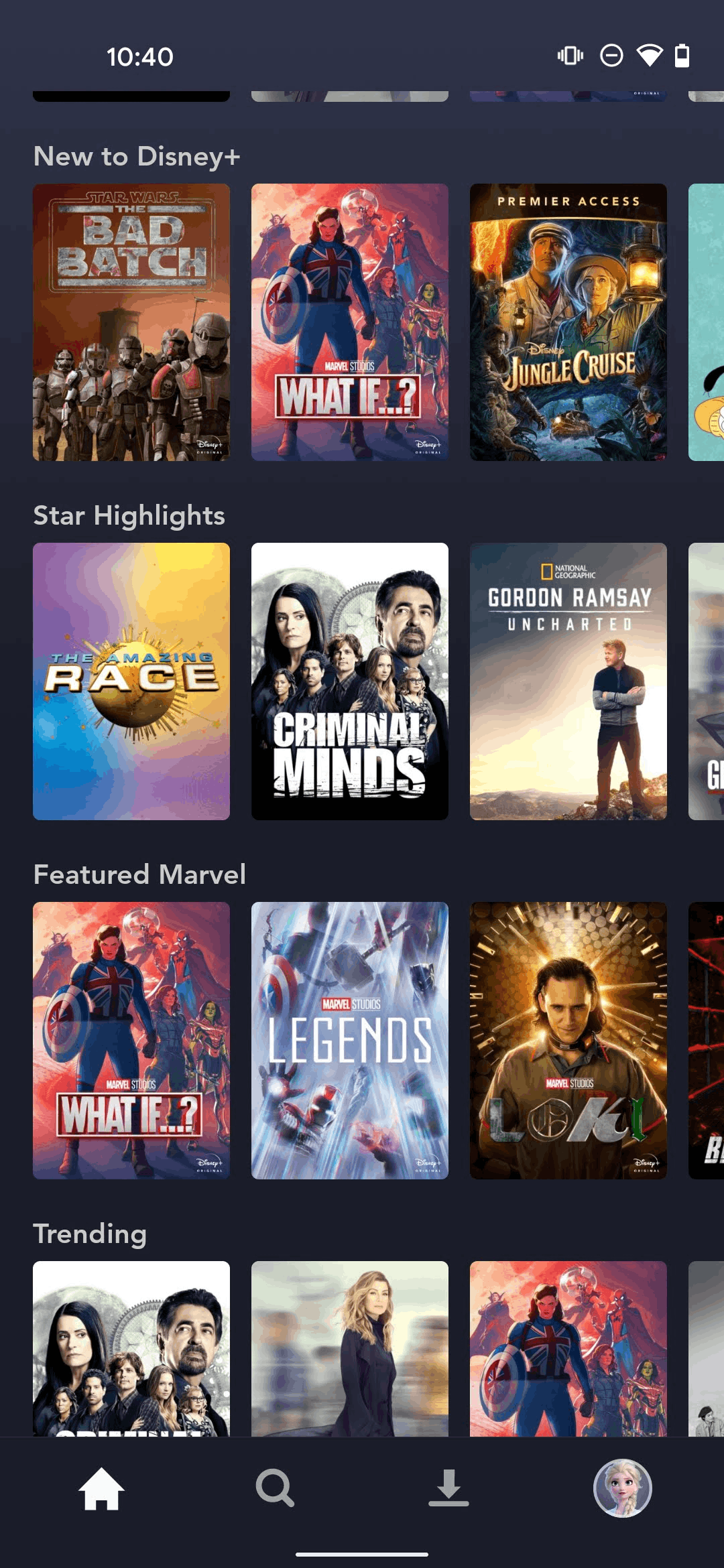 Disney+ Android Entertainment interface screenshot 1