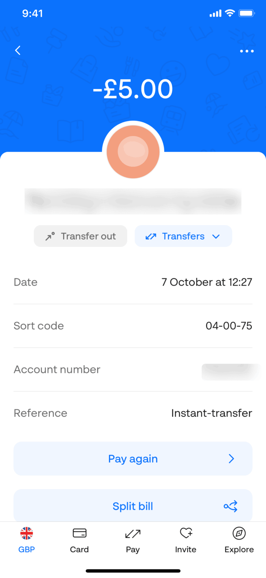 Monese iOS Finance interface screenshot 1