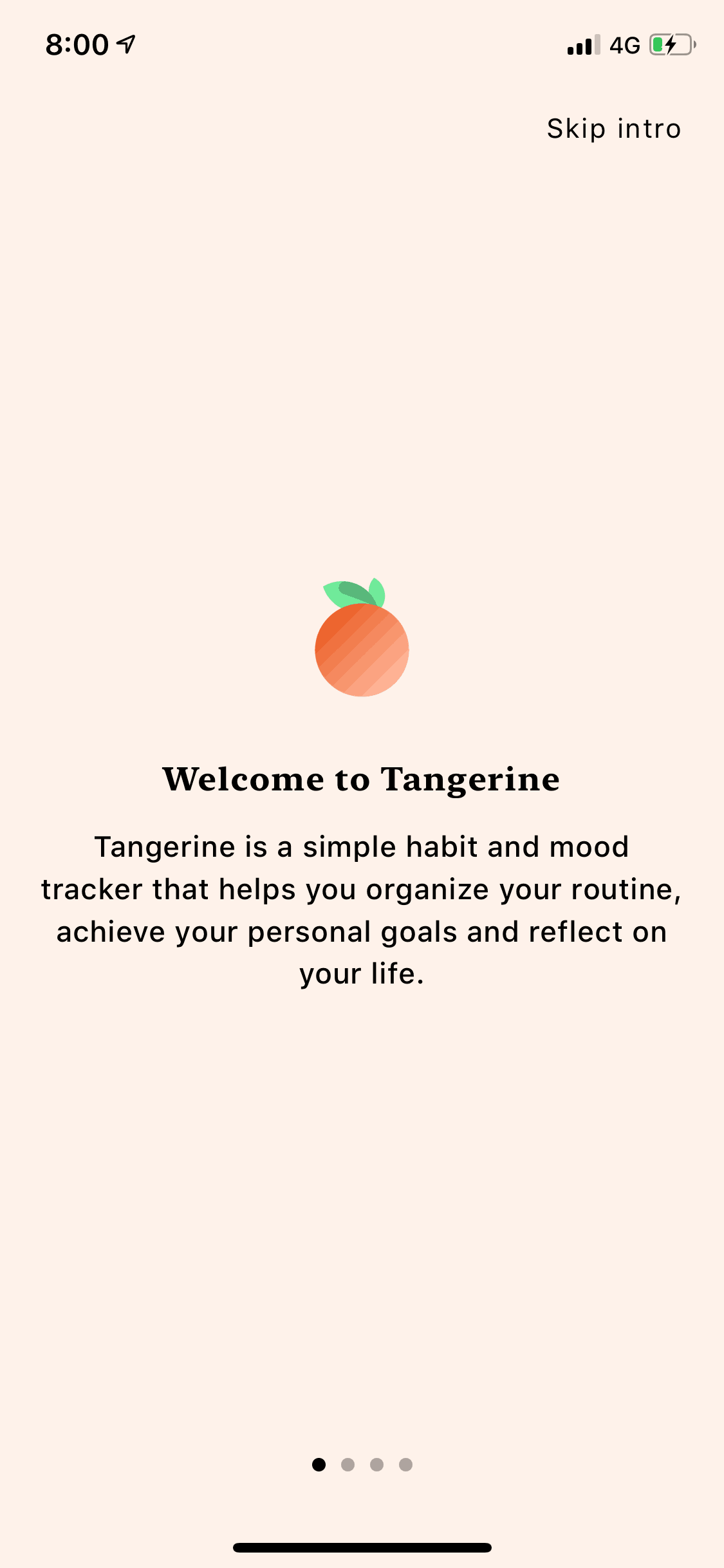 Tangerine iOS Health & Fitness interface screenshot 2