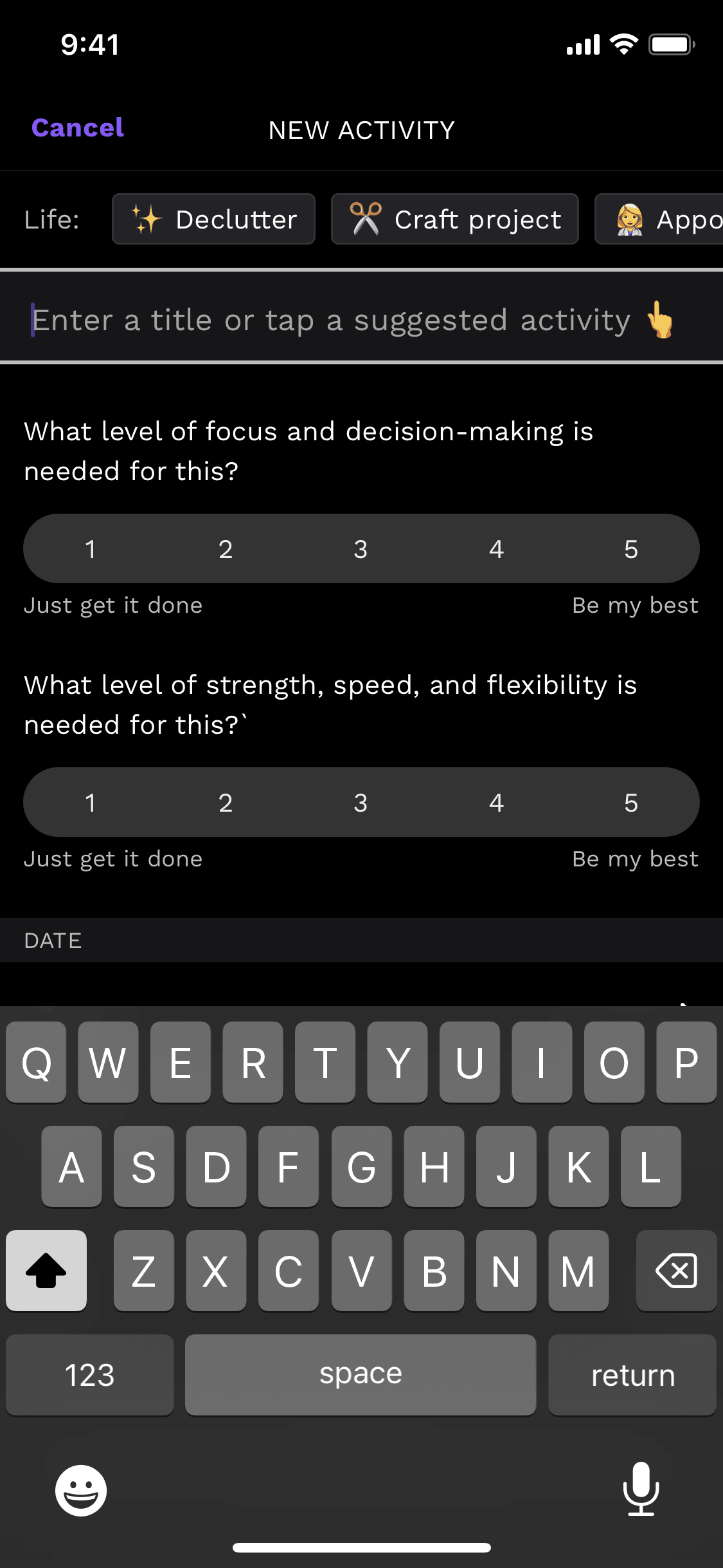 Rise iOS Health & Fitness interface screenshot 5