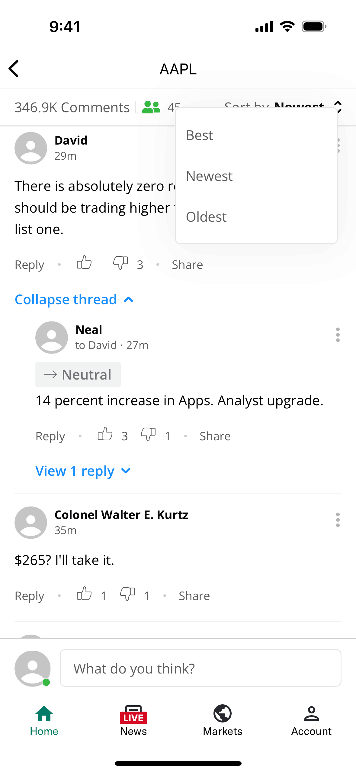 Yahoo Finance iOS Finance interface screenshot 10