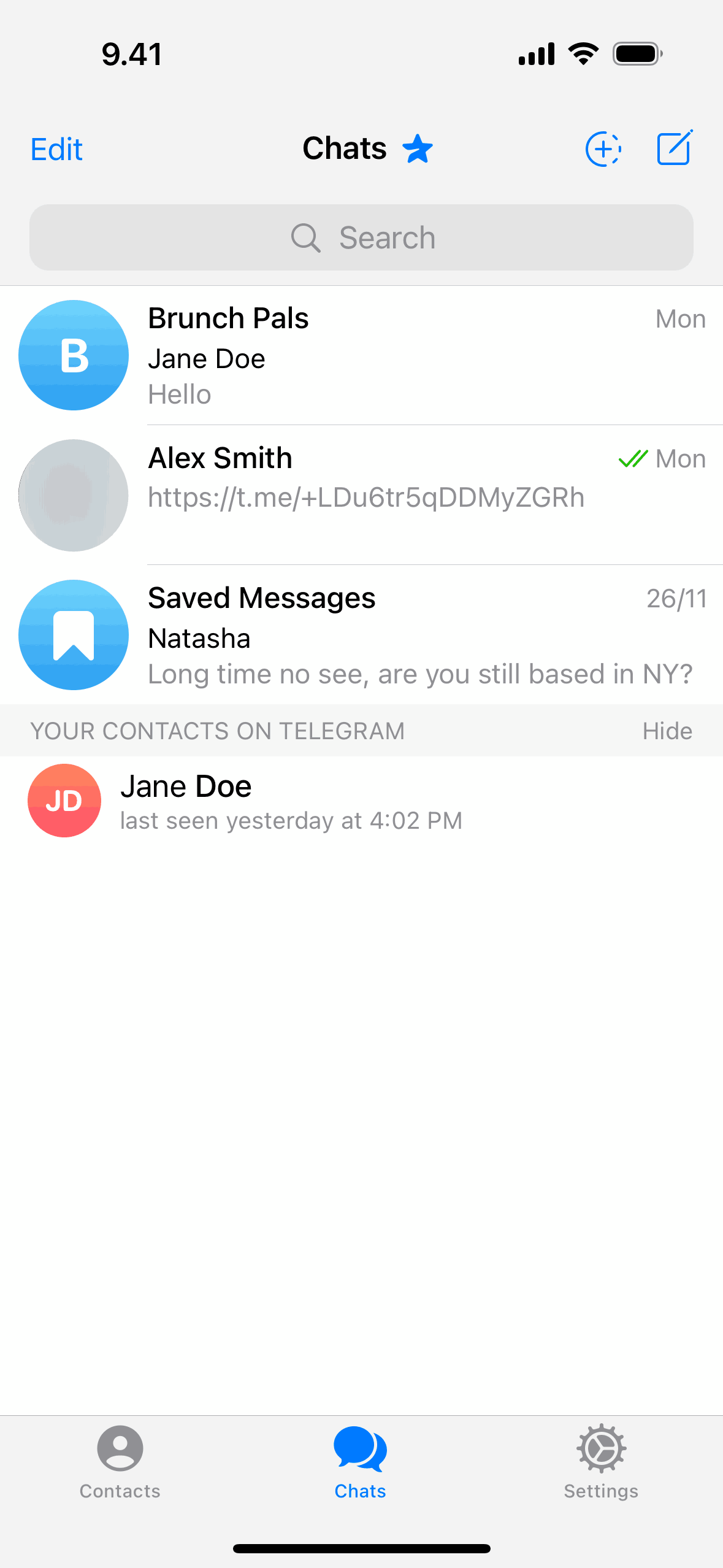 Telegram iOS Communication interface screenshot 1