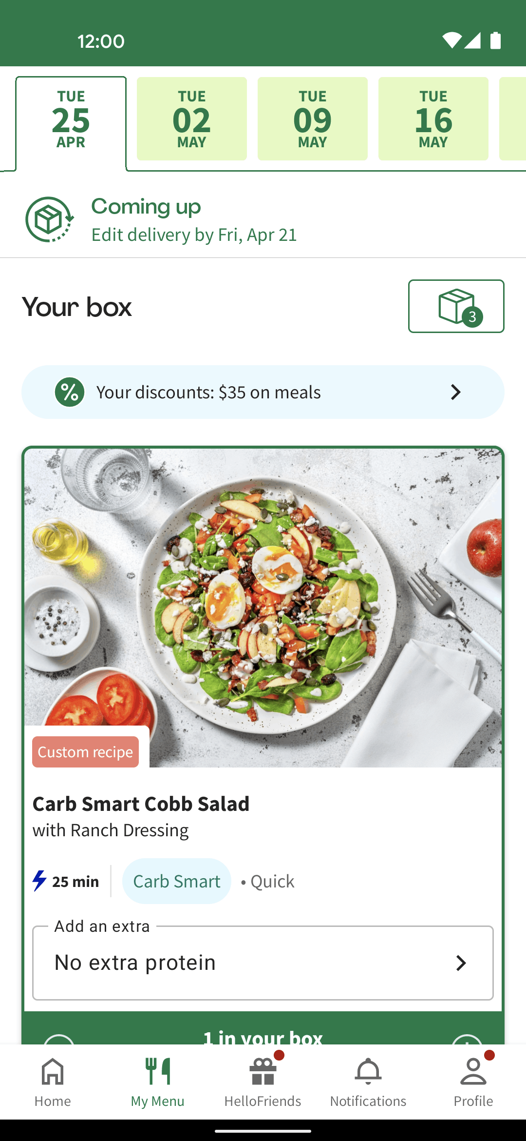 HelloFresh Android Food & Drink interface screenshot 1