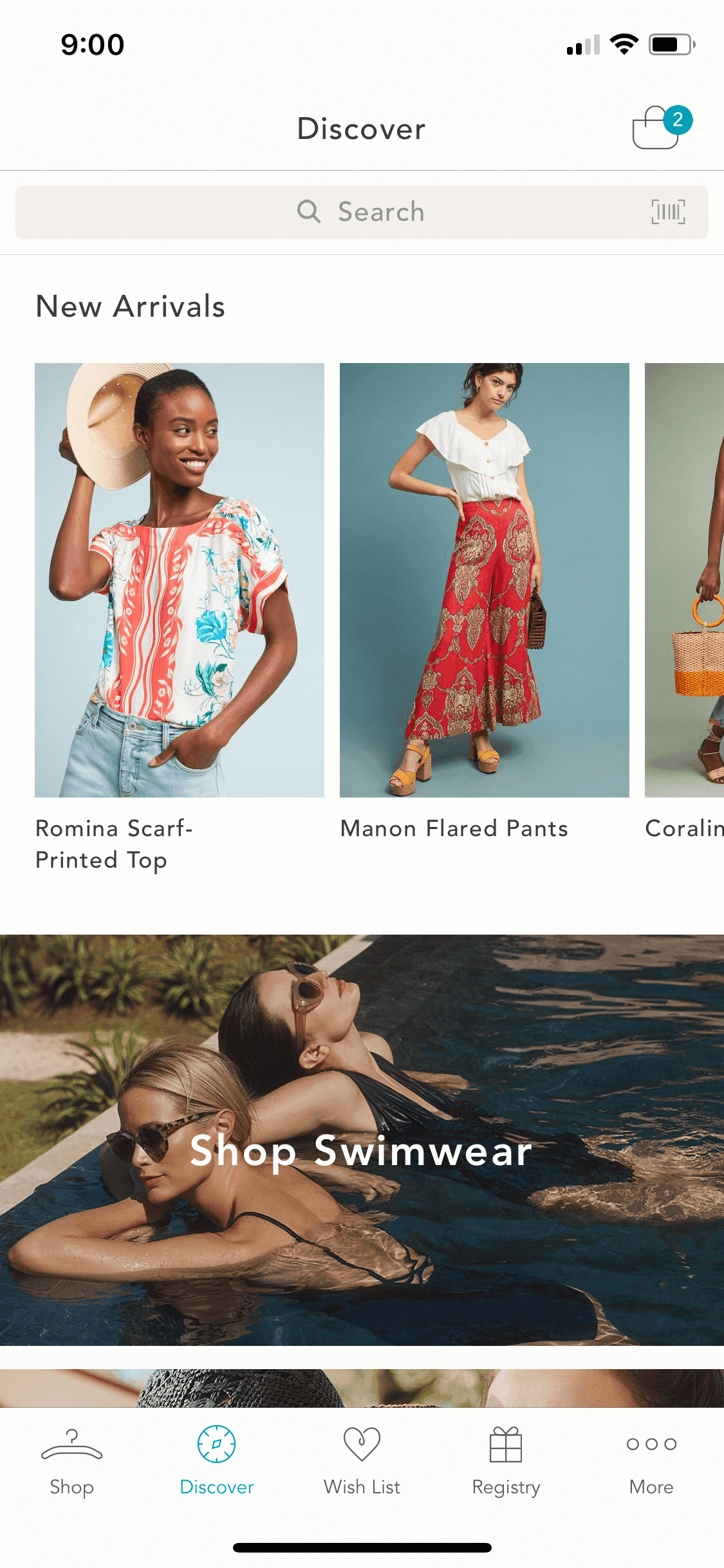Anthropologie iOS Shopping interface screenshot 1
