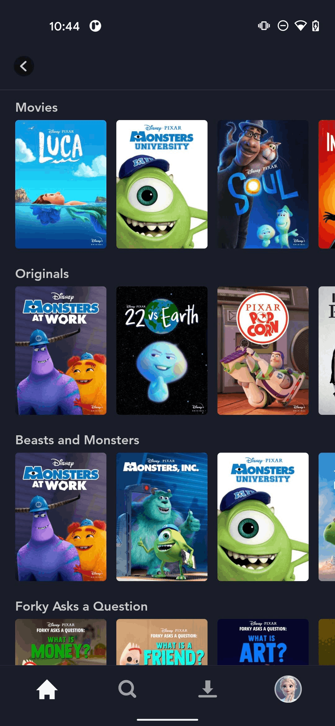 Disney+ Android Entertainment interface screenshot 2