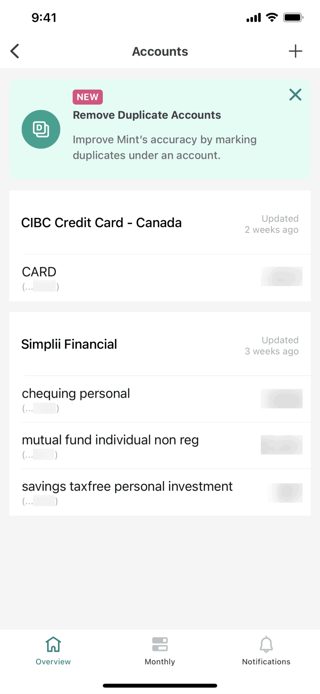 Mint iOS Finance interface screenshot 9