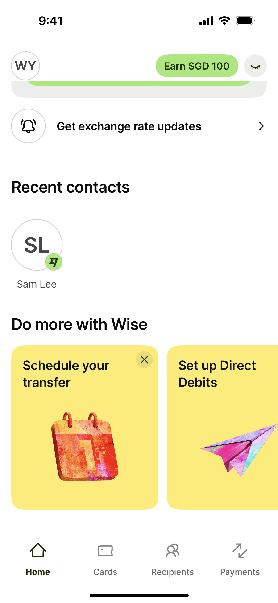Wise iOS Finance interface screenshot 2