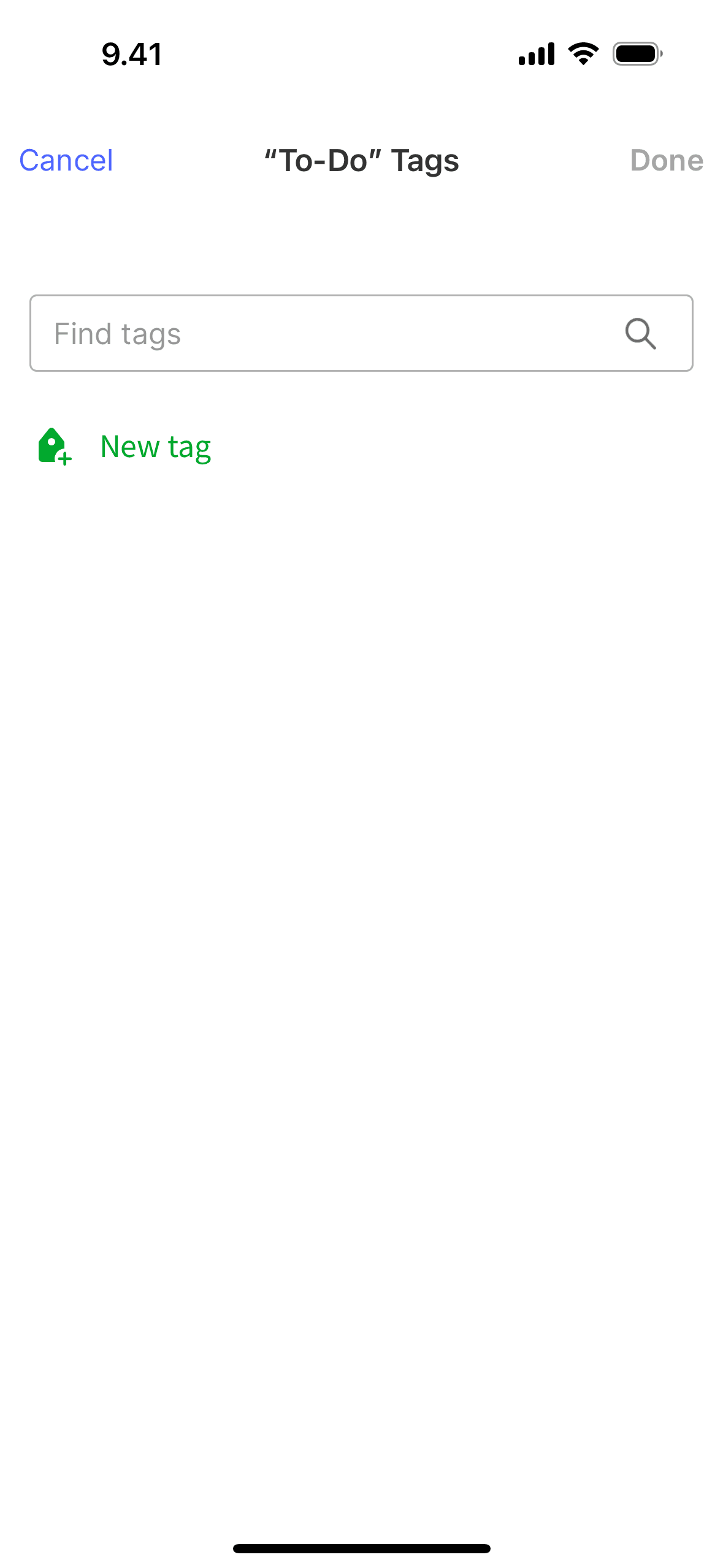 Adding a tag on Evernote (ios) screen 2