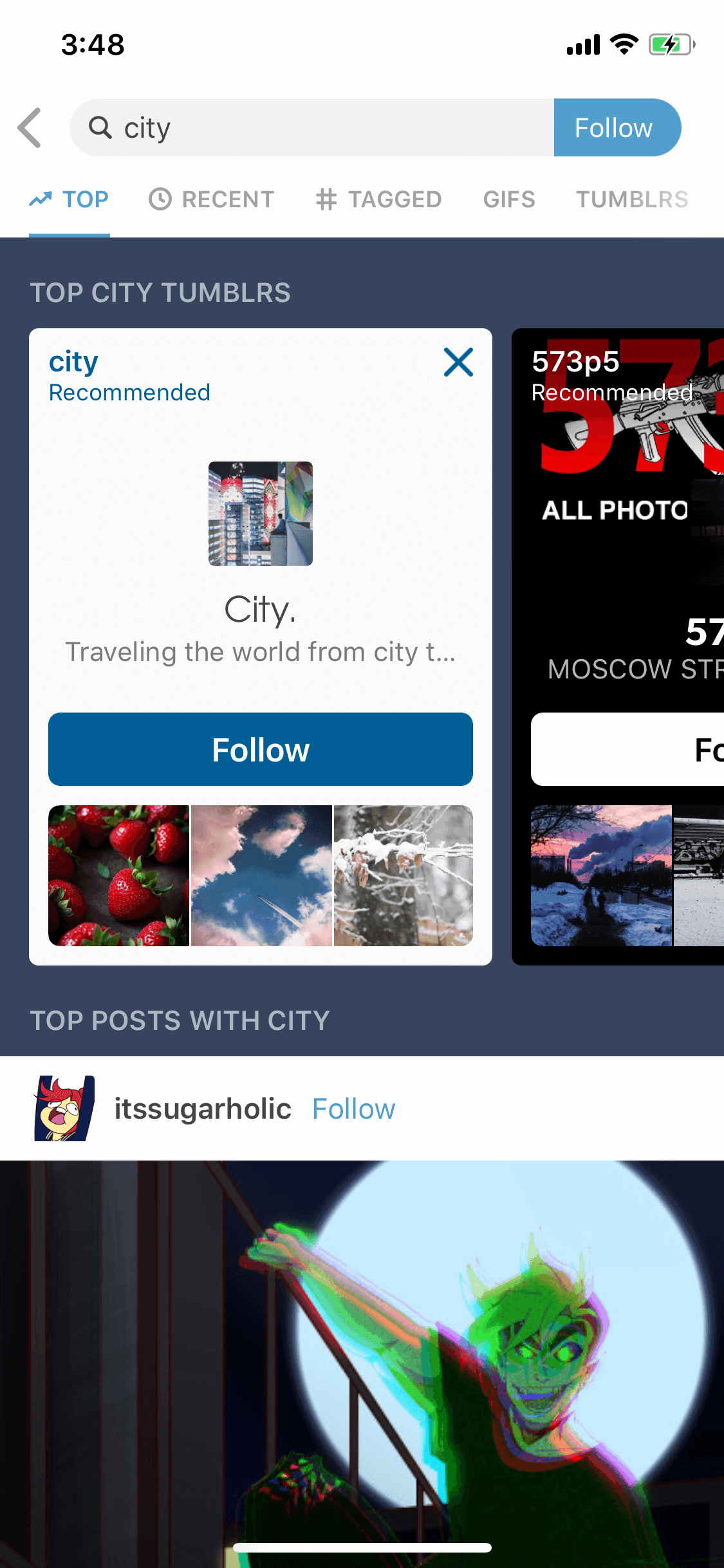Tumblr iOS Social Networking interface screenshot 23
