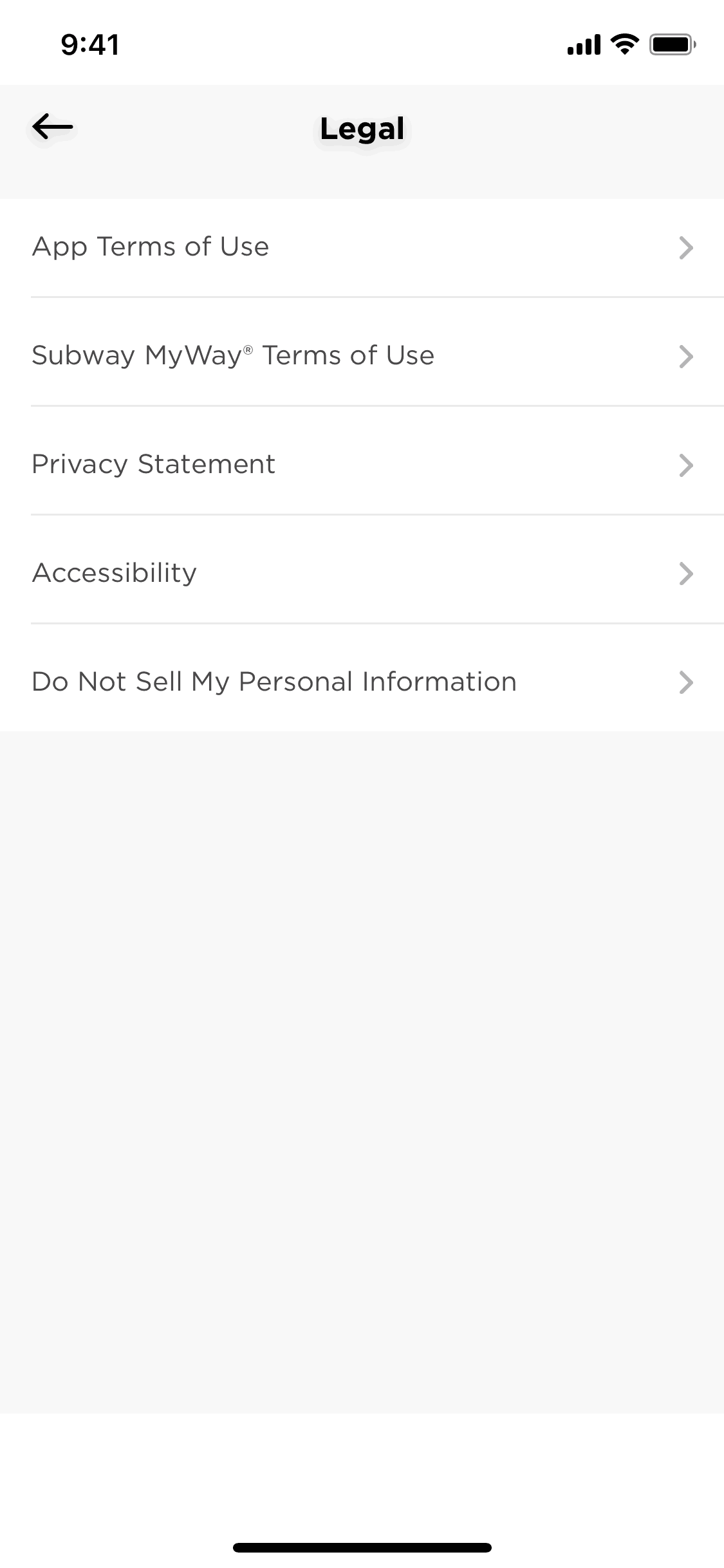 Subway iOS Food & Drink interface screenshot 21