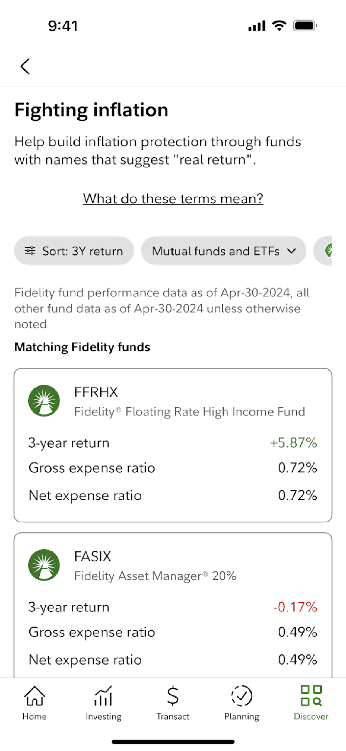 Fidelity iOS Finance interface screenshot 14