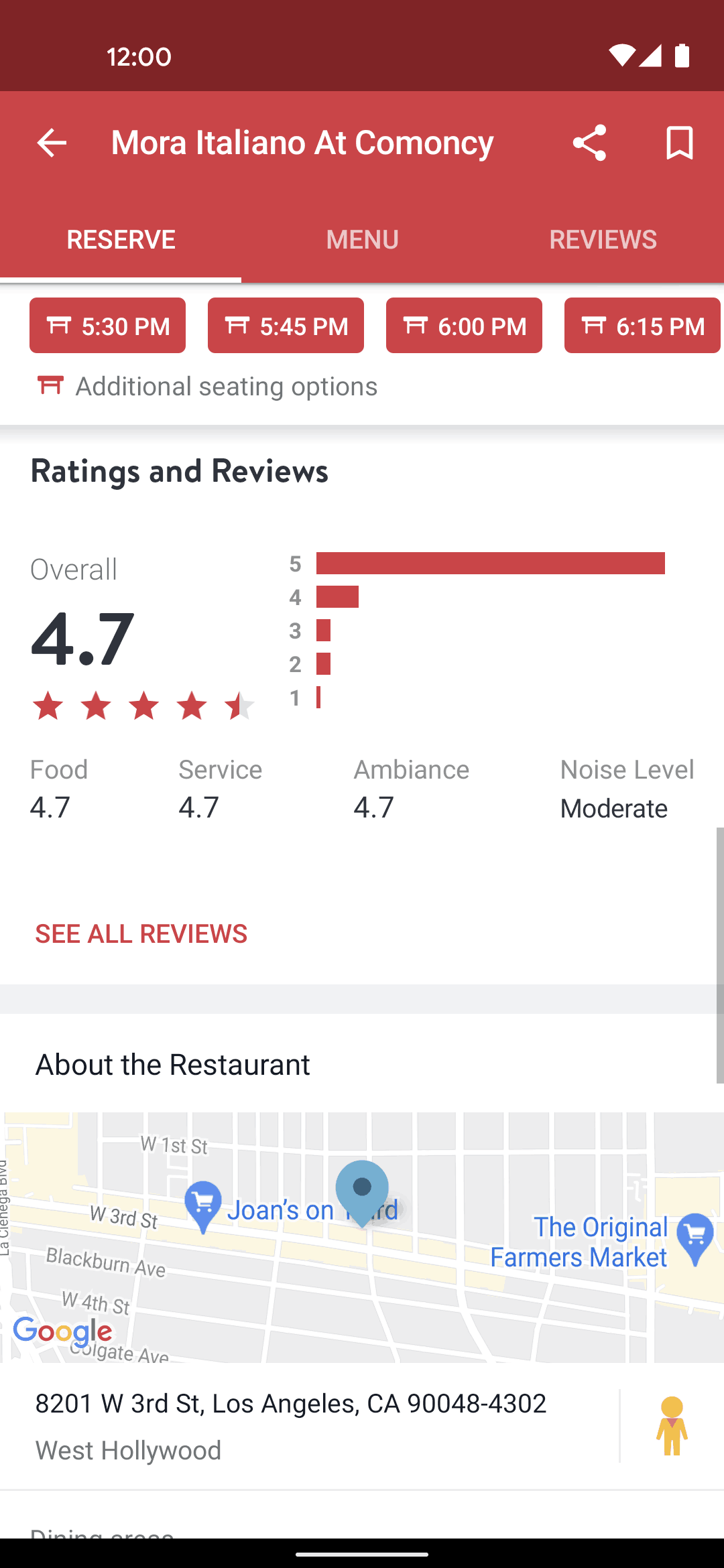 OpenTable Android Food & Drink interface screenshot 1