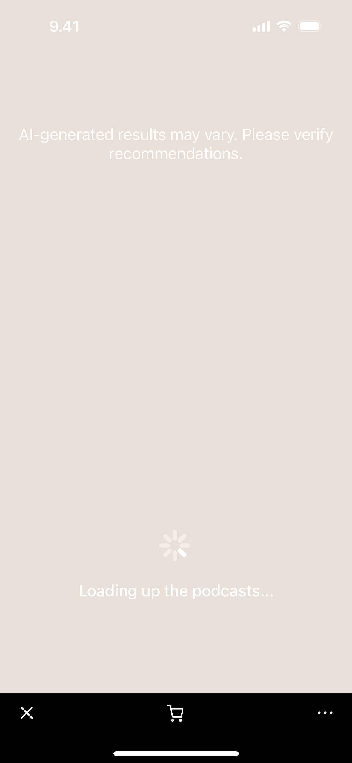 Shop iOS app screen