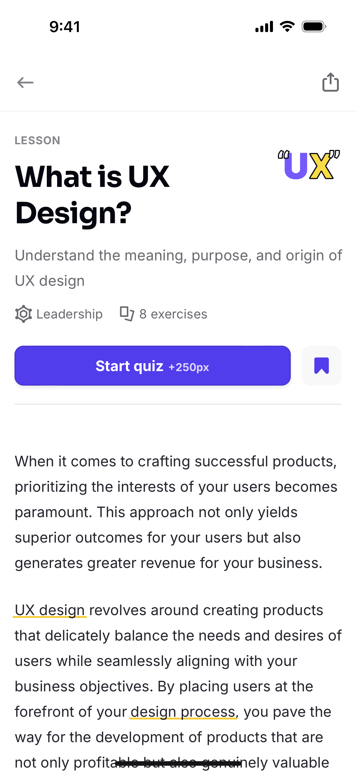 Uxcel Go iOS Education interface screenshot 18