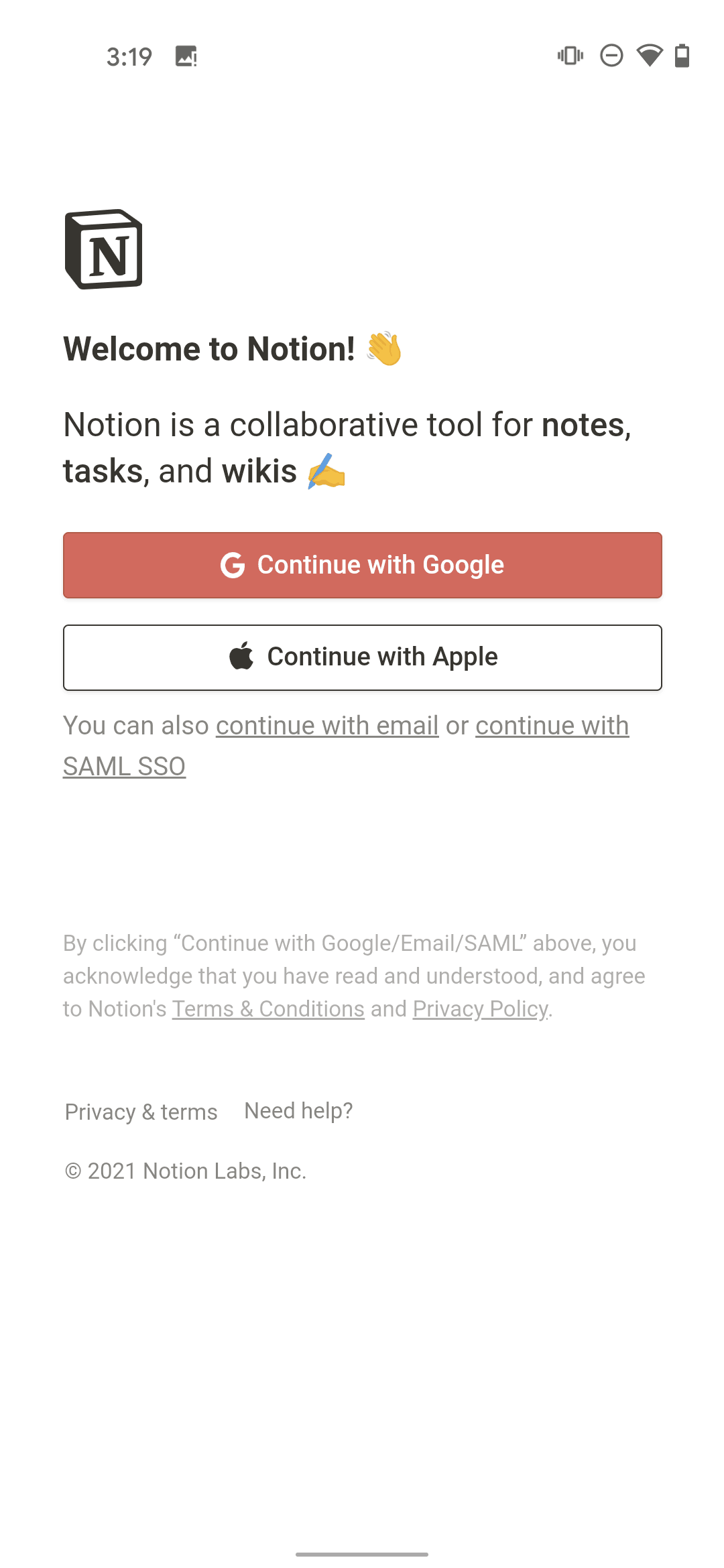 Notion Android Collaboration interface screenshot 2