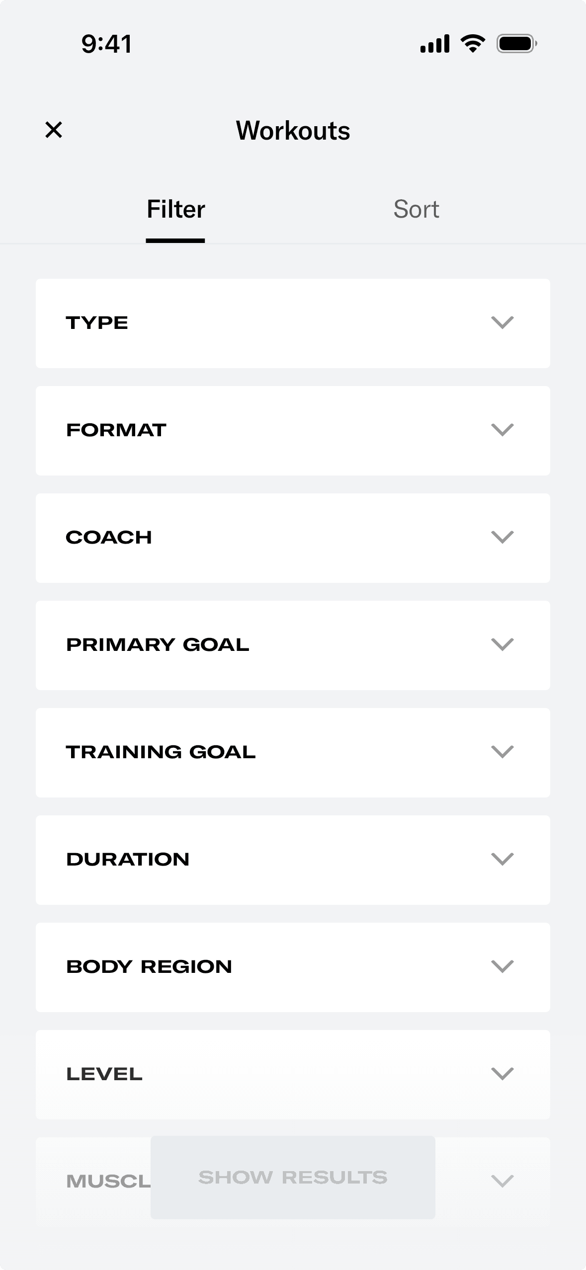 Tonal iOS strength training interface screenshot 24