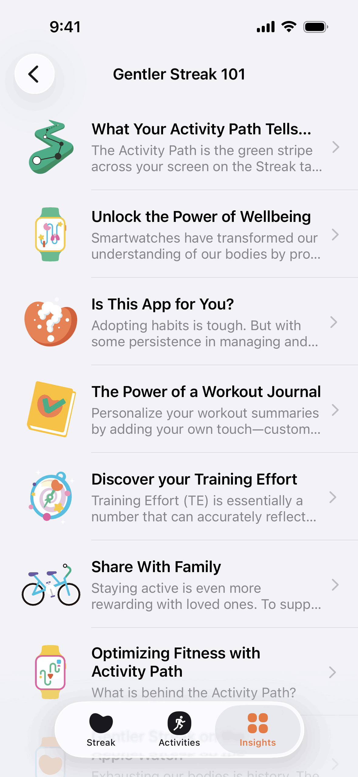 Gentler Streak iOS Health & Fitness interface screenshot 6