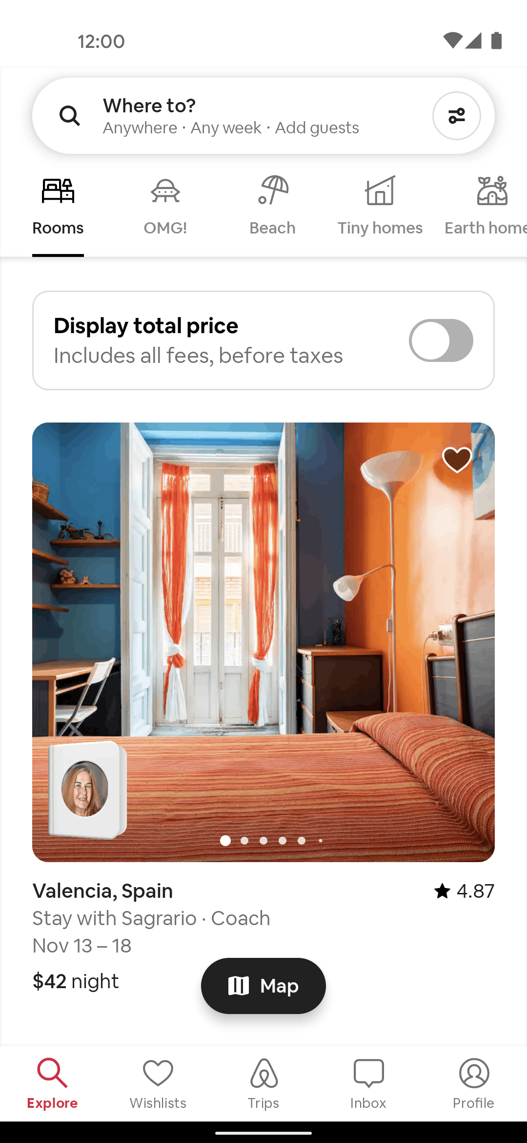 Airbnb Android UI design screenshot