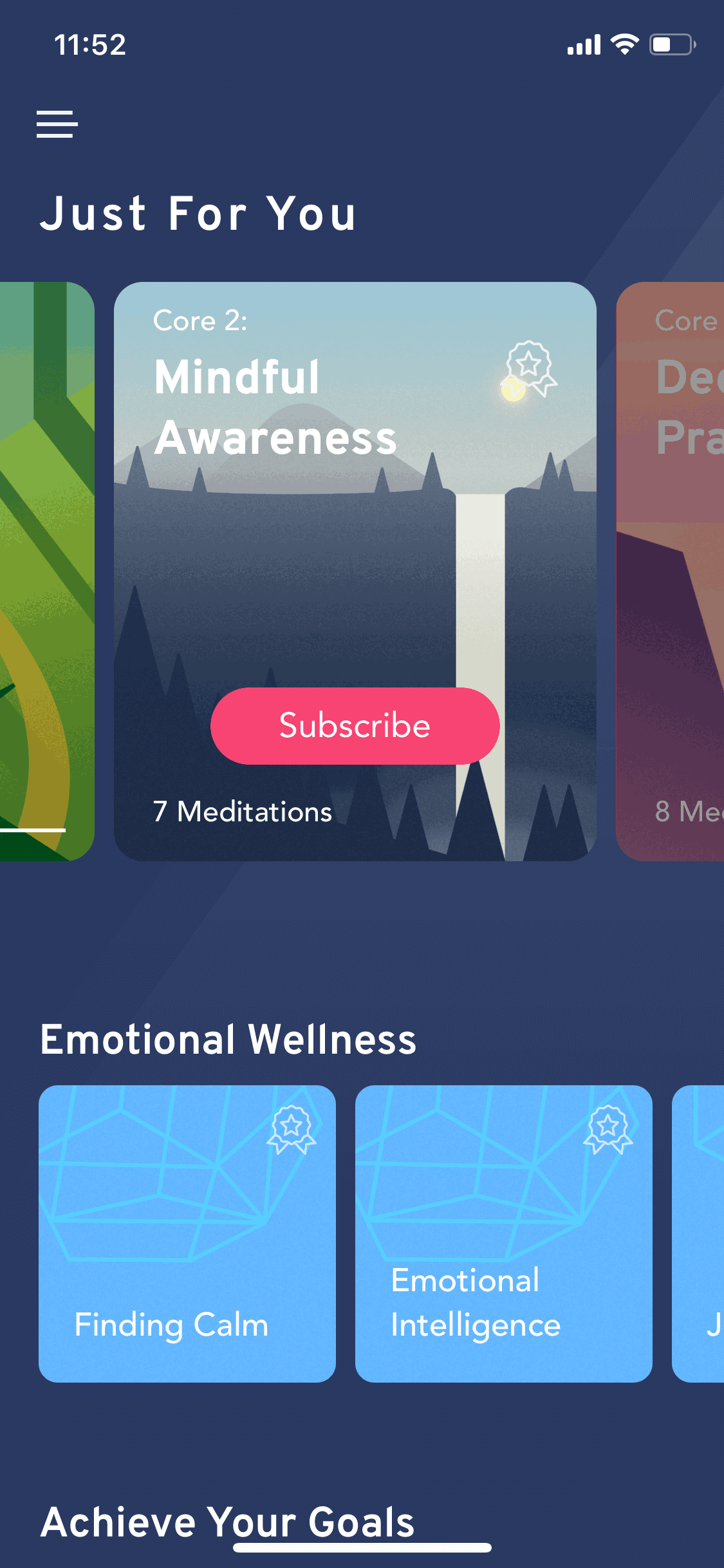 Brightmind iOS Health & Fitness interface screenshot 1