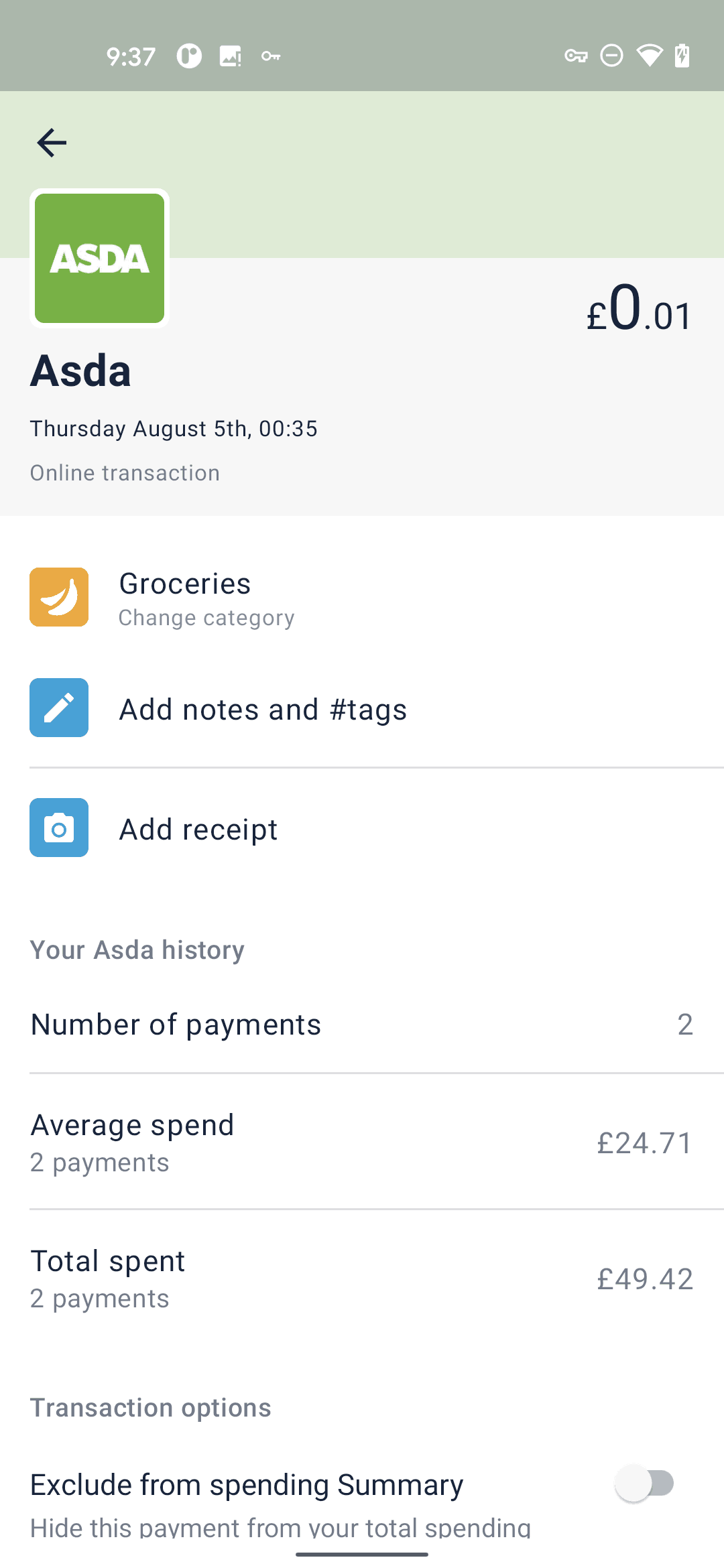 Monzo Android Finance interface screenshot 1