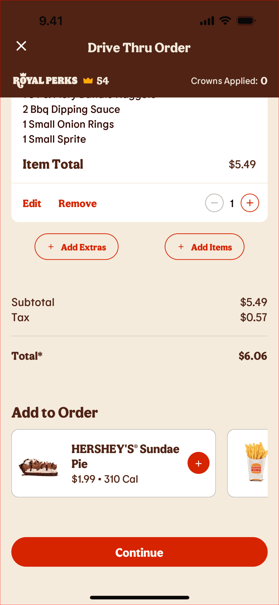 Burger King iOS Food & Drink interface screenshot 2
