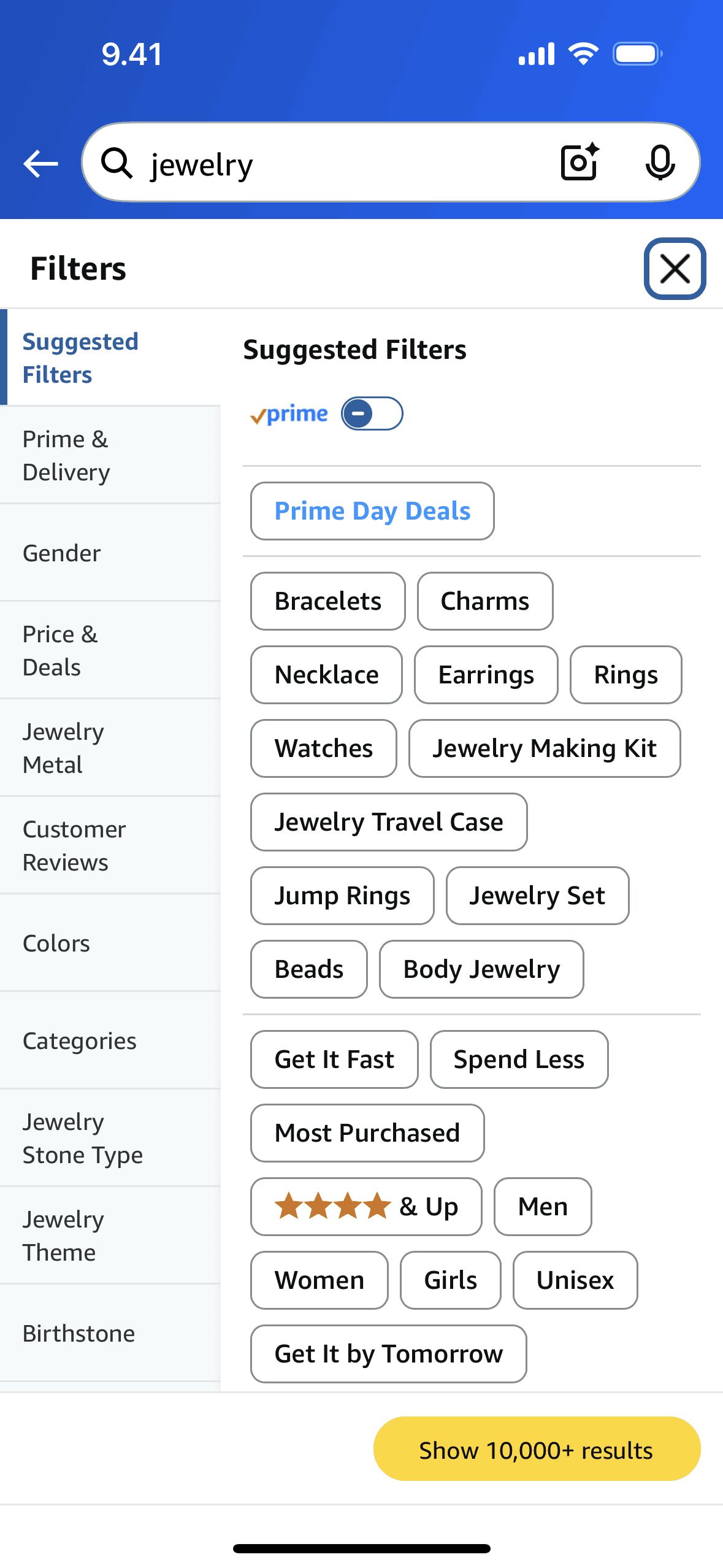 Filtering products (search) on Amazon Shopping (ios) screen 2