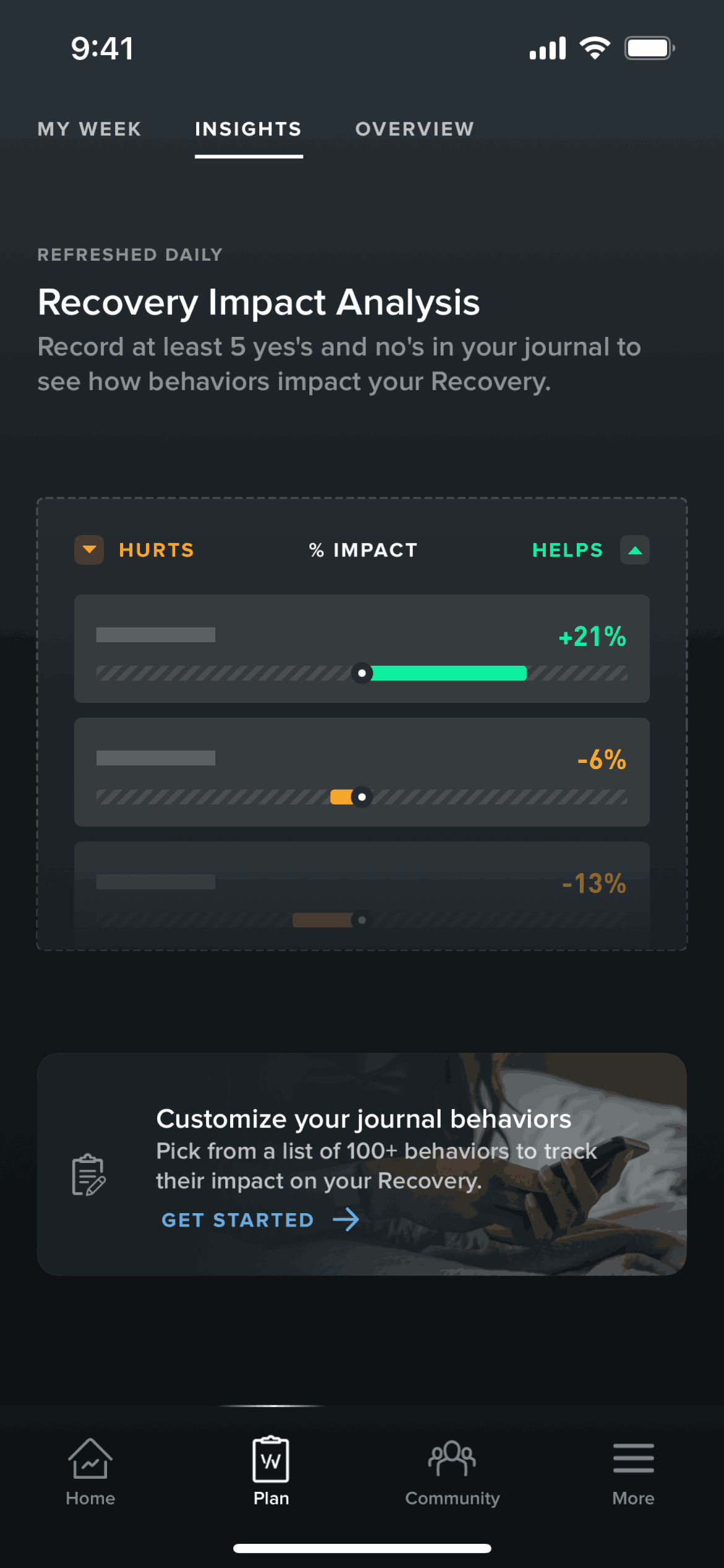 WHOOP iOS Health & Fitness interface screenshot 1