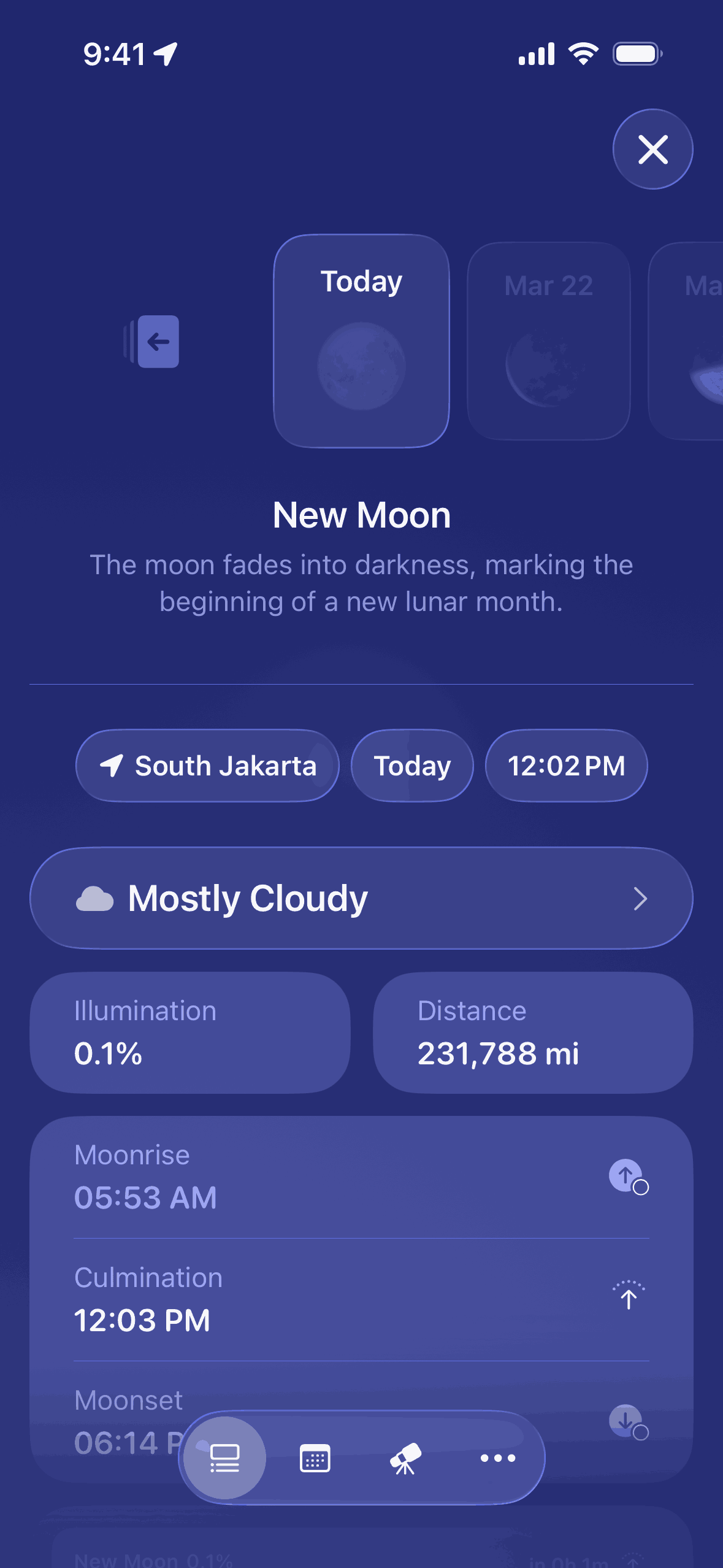 Moonlitt iOS night interface screenshot 12