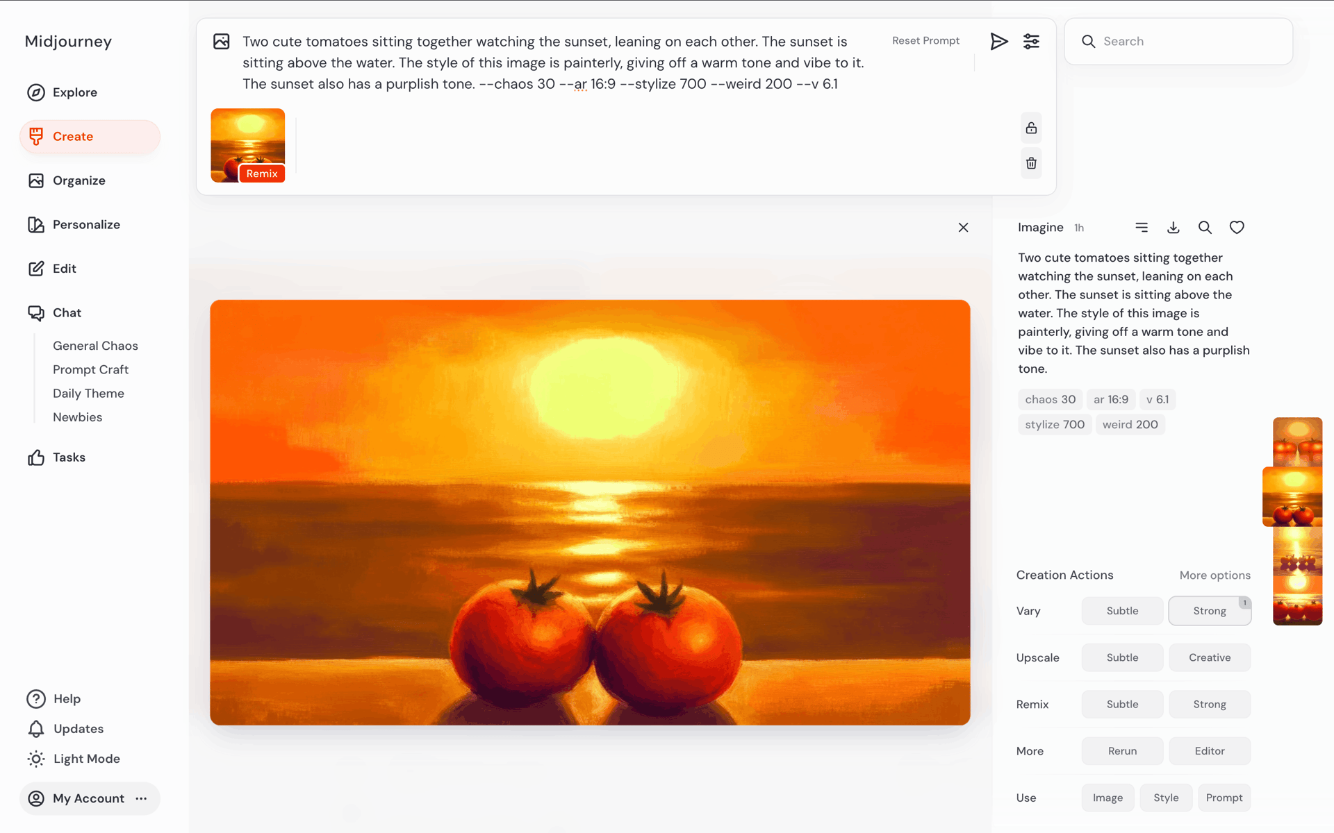 Midjourney Web AI interface screenshot 2