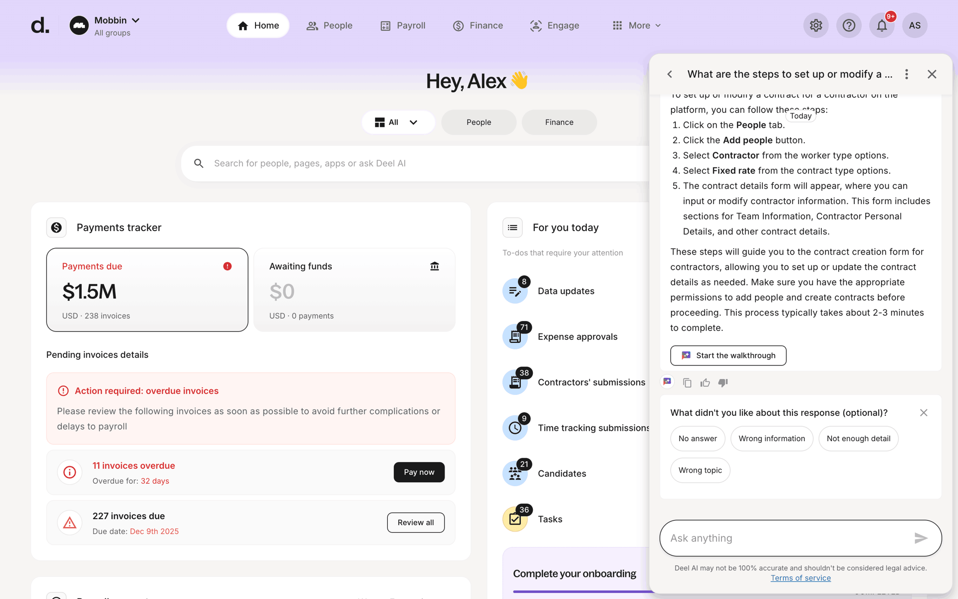 Deel Web Business interface screenshot 8