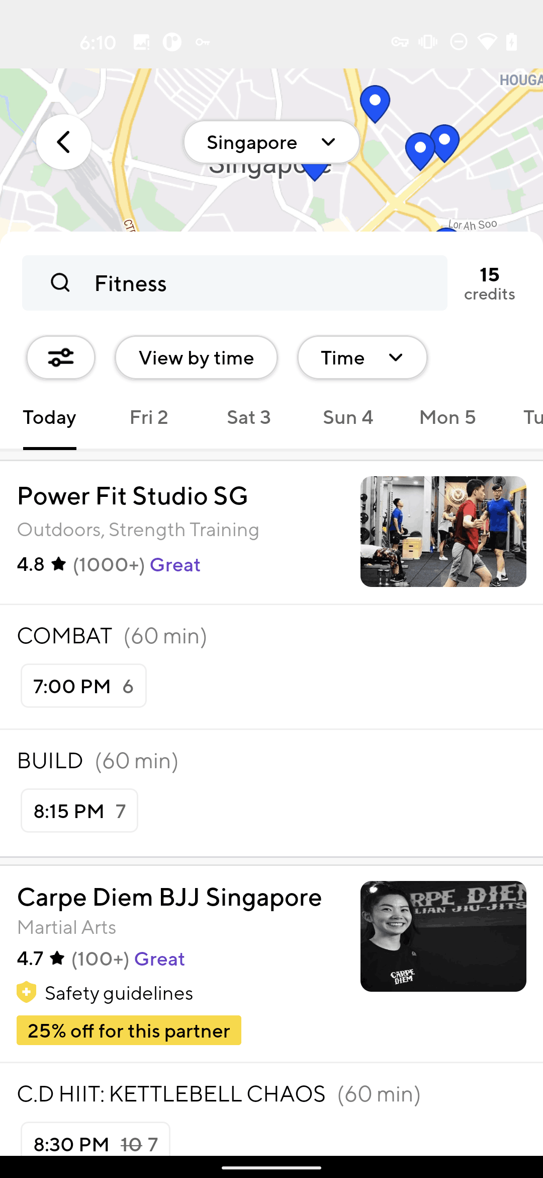 ClassPass Android Health & Fitness interface screenshot 1