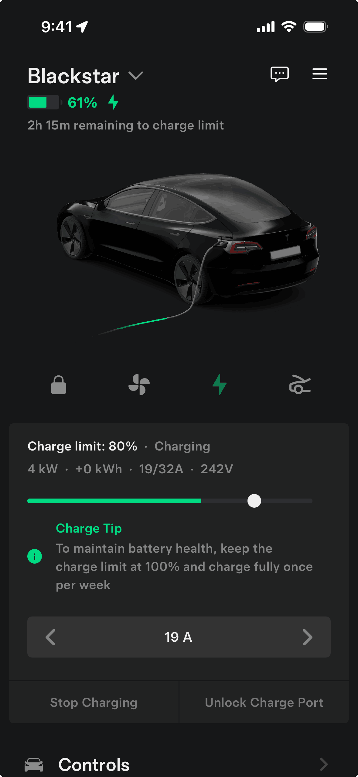 Tesla iOS Lifestyle interface screenshot 1