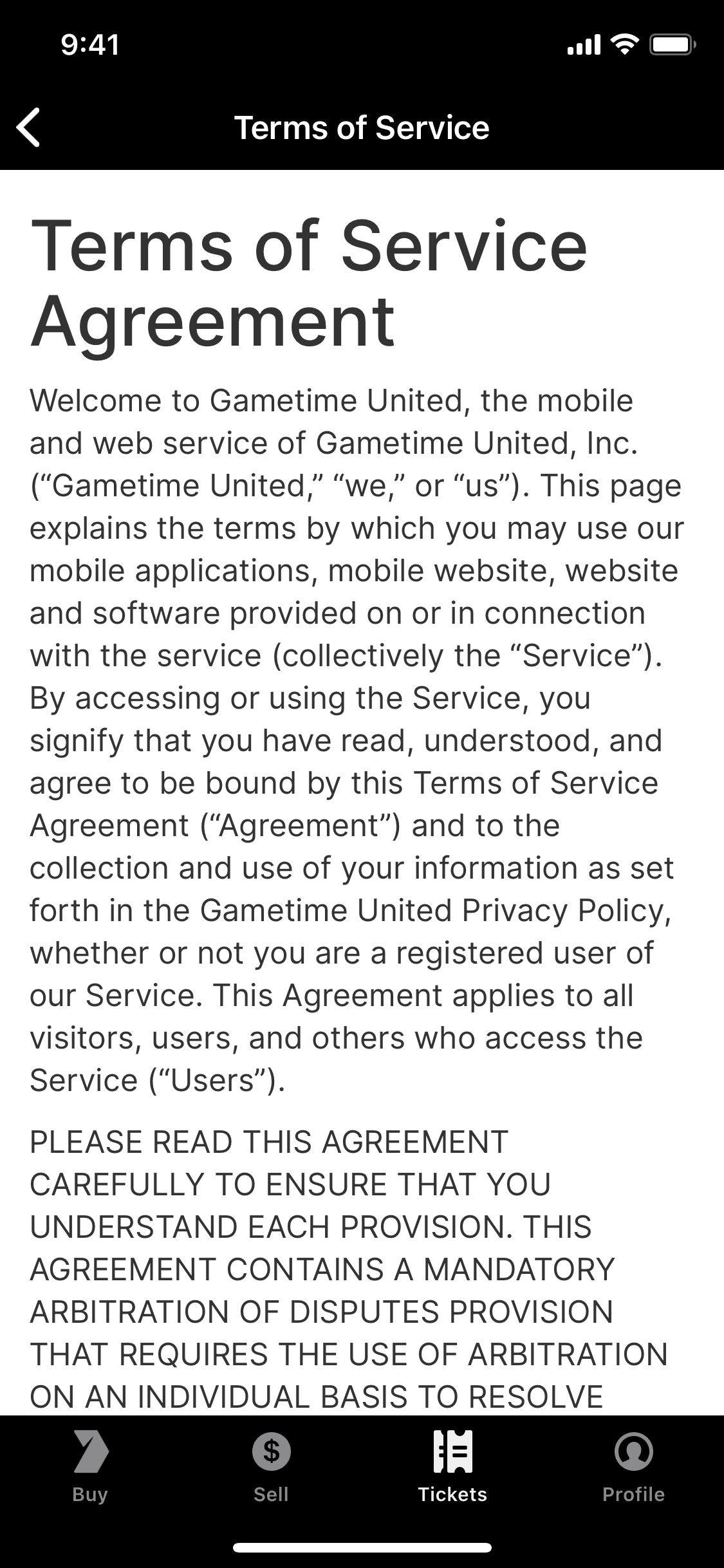 Gametime iOS Entertainment interface screenshot 12