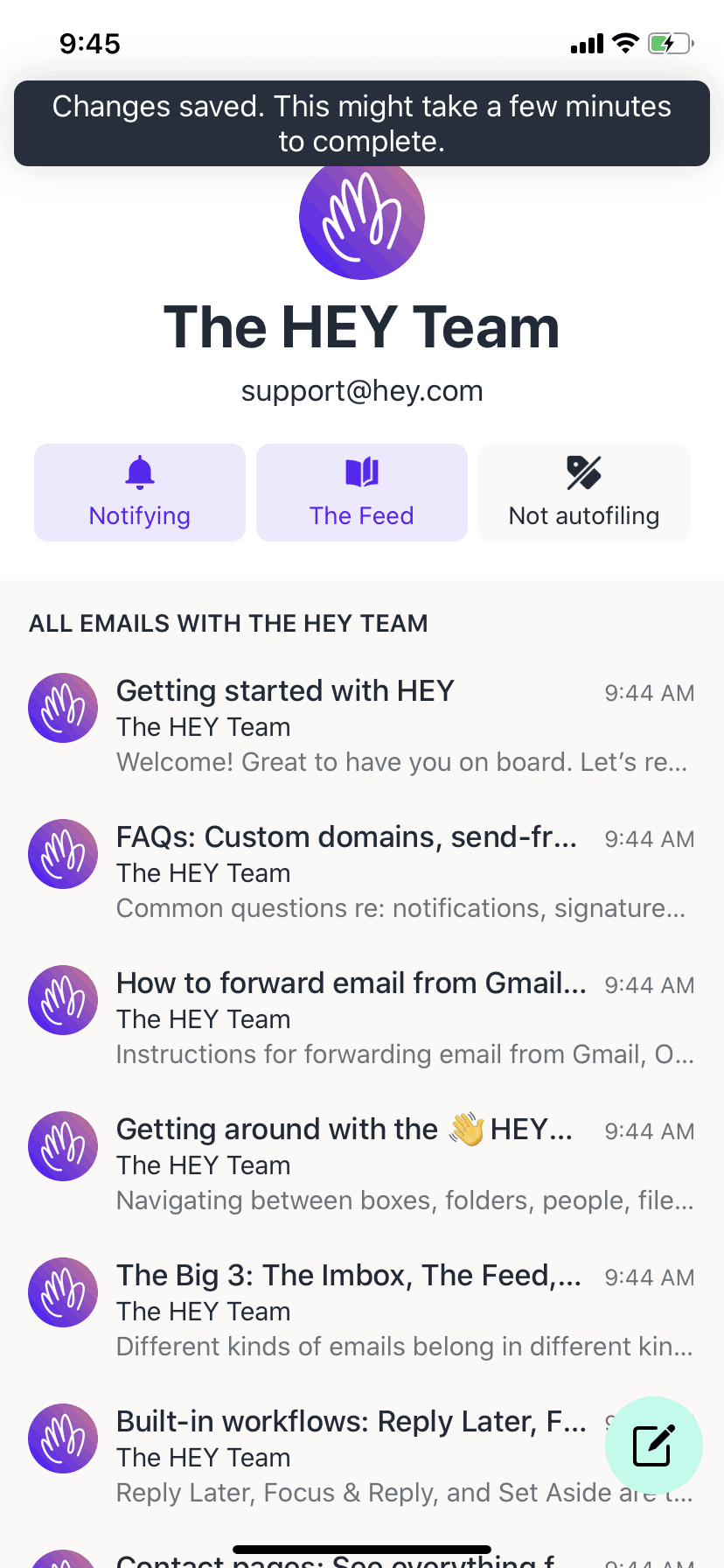 HEY iOS Productivity interface screenshot 13