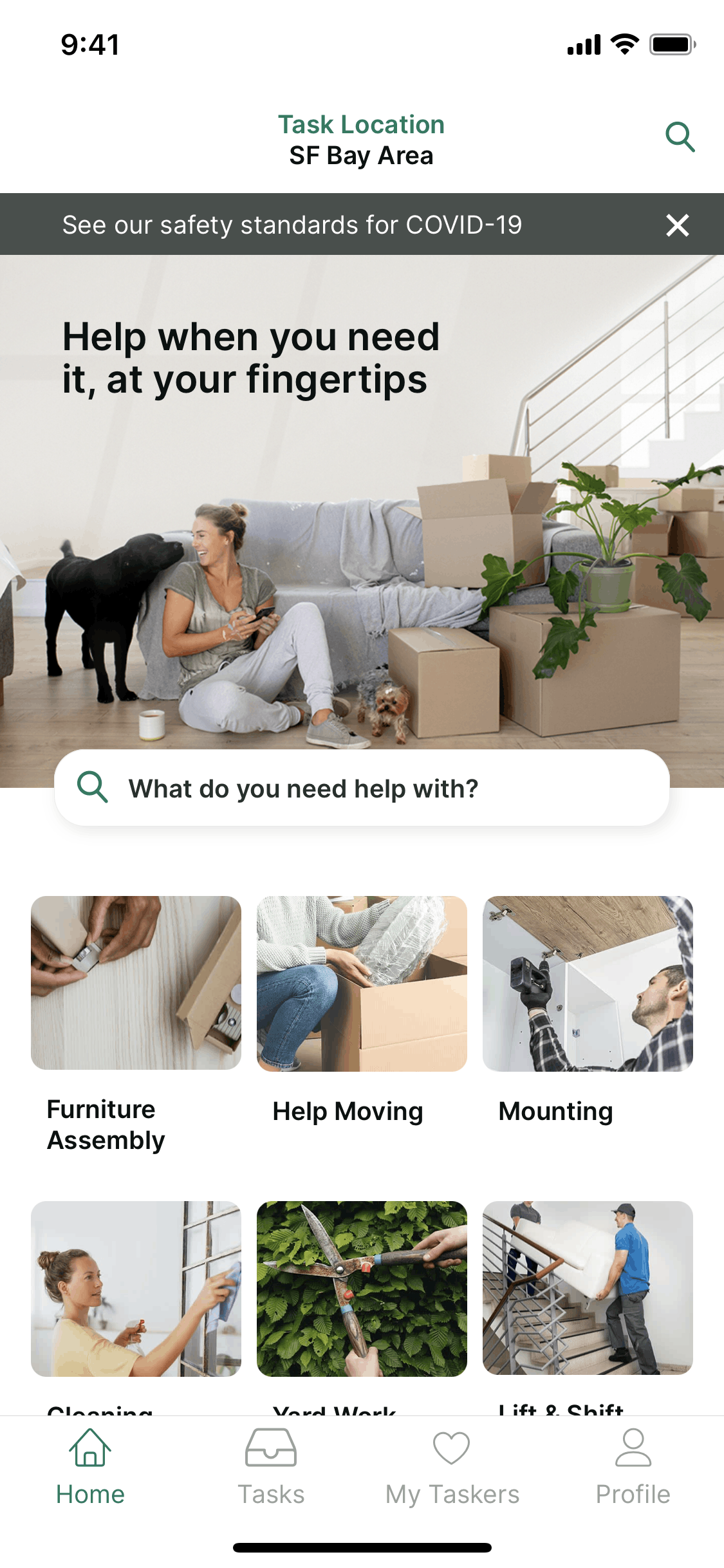 TaskRabbit iOS Lifestyle interface screenshot 2