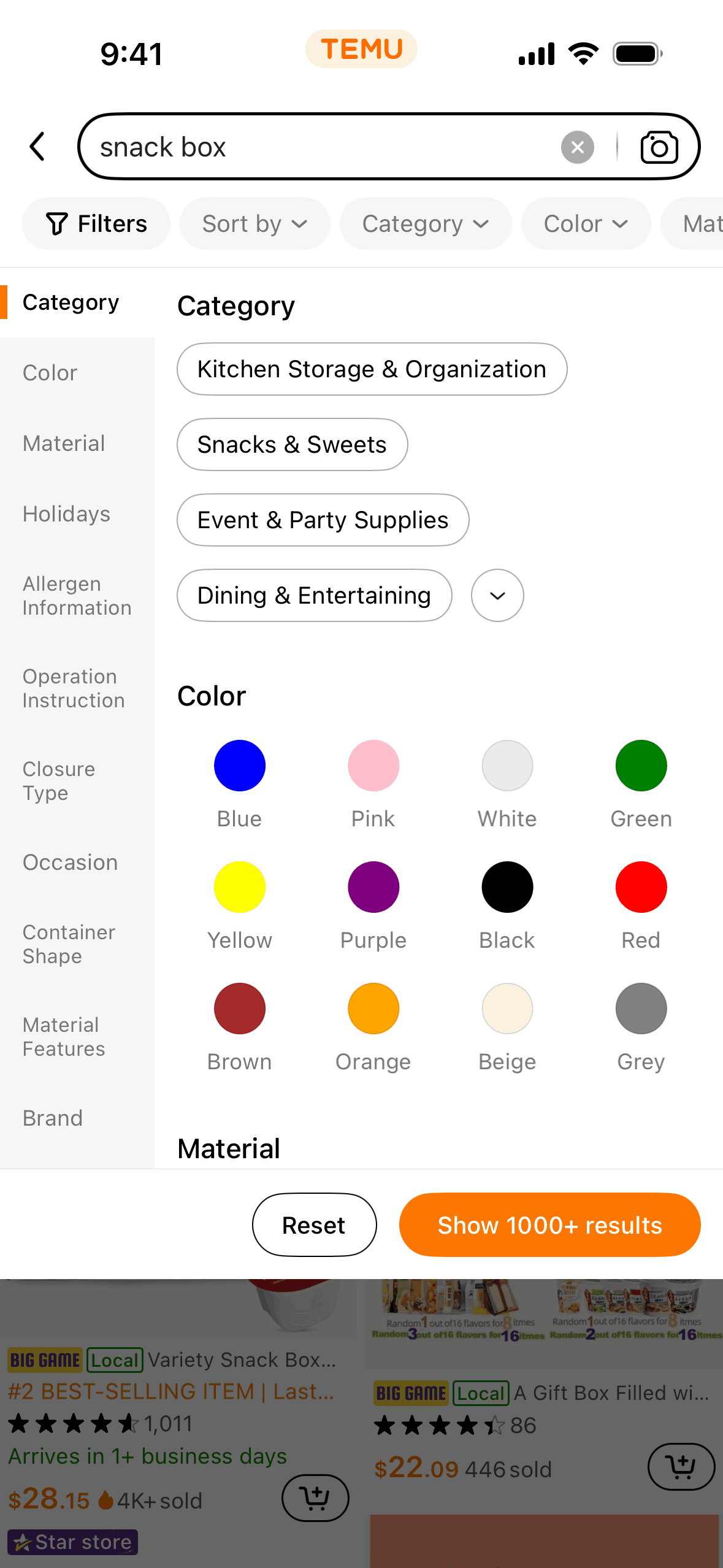 Temu iOS Shopping interface screenshot 17