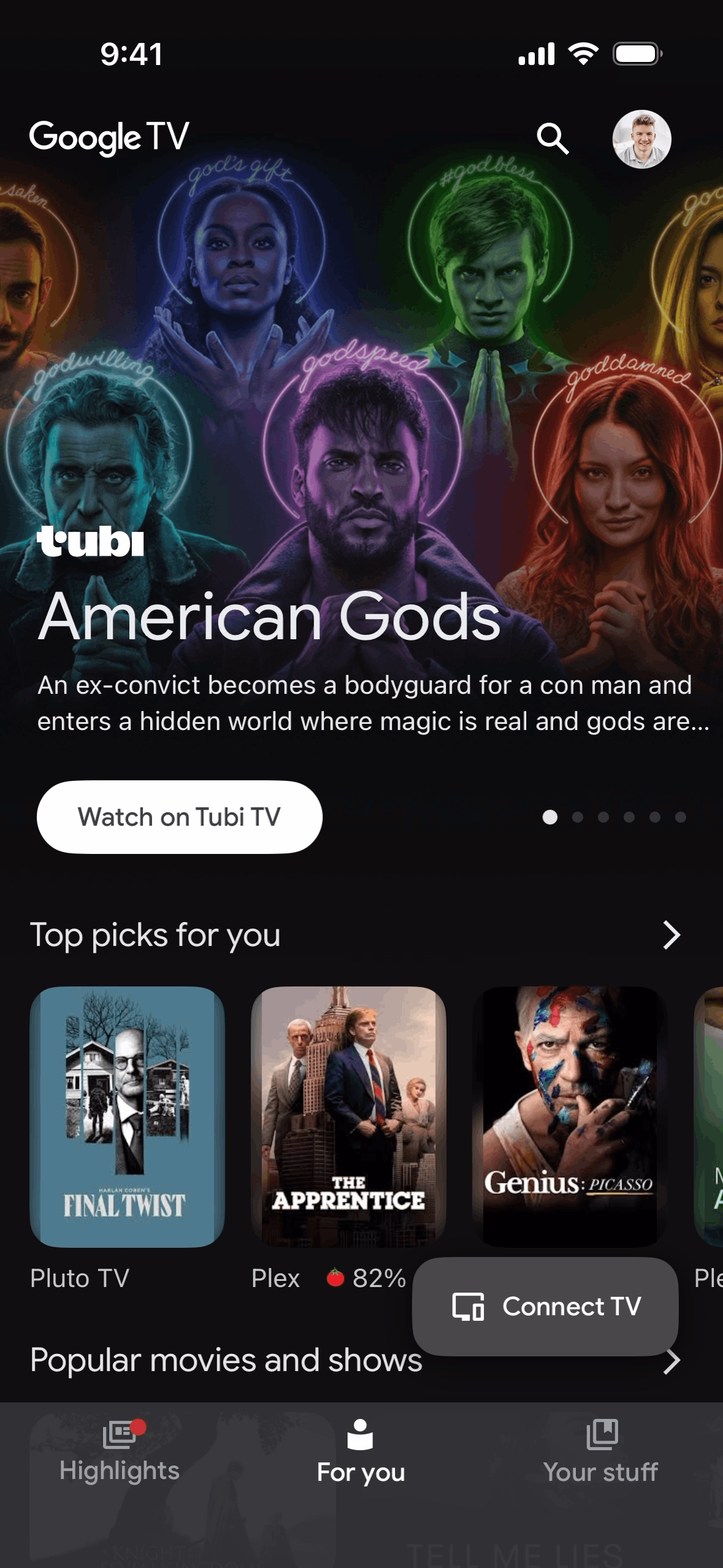 Google TV iOS Entertainment interface screenshot 2