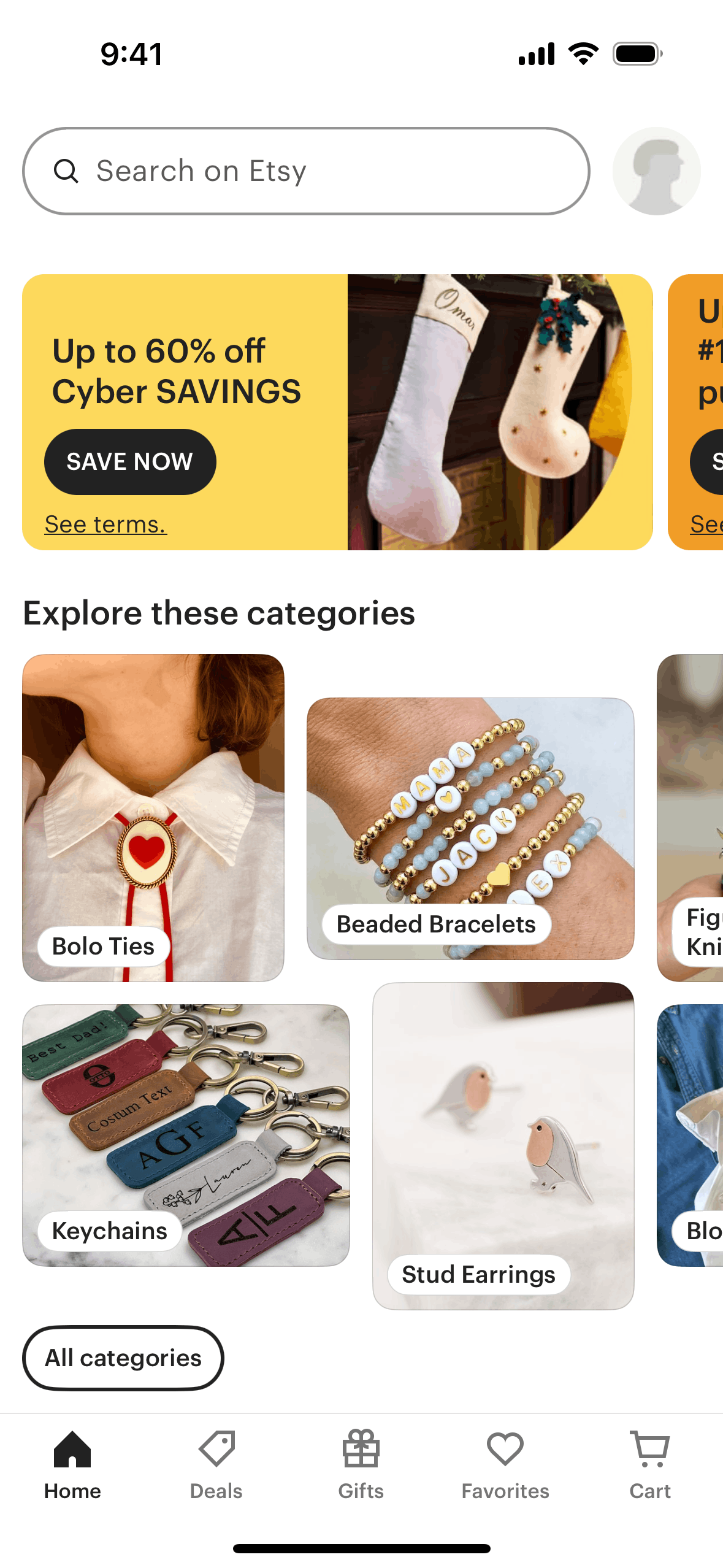 Etsy iOS Shopping interface screenshot 1