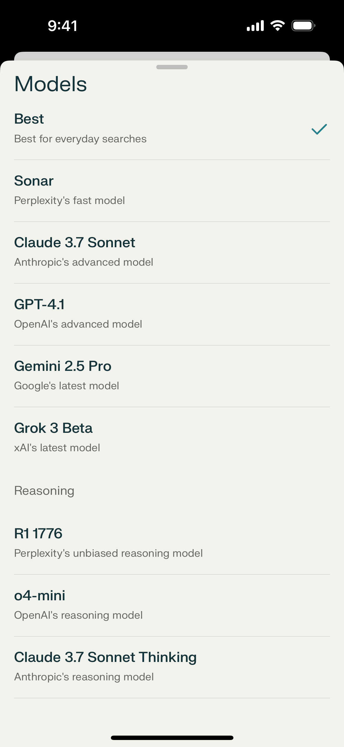 Perplexity iOS AI interface screenshot 16