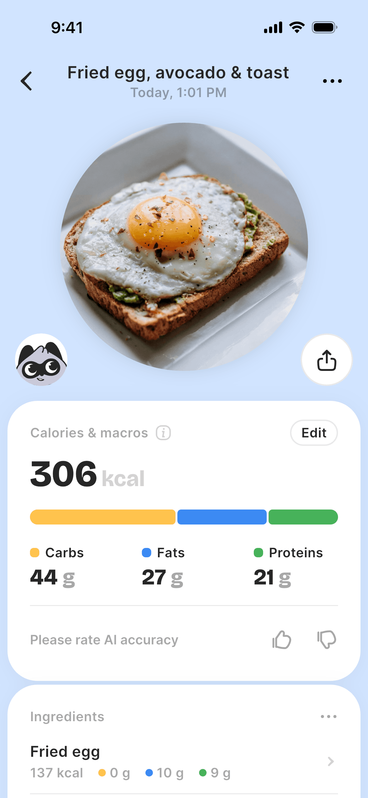 BitePal iOS Health & Fitness interface screenshot 1